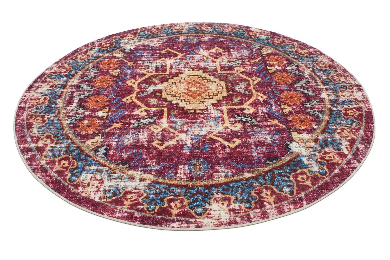 Round rug - Idri (burgundy/multi)