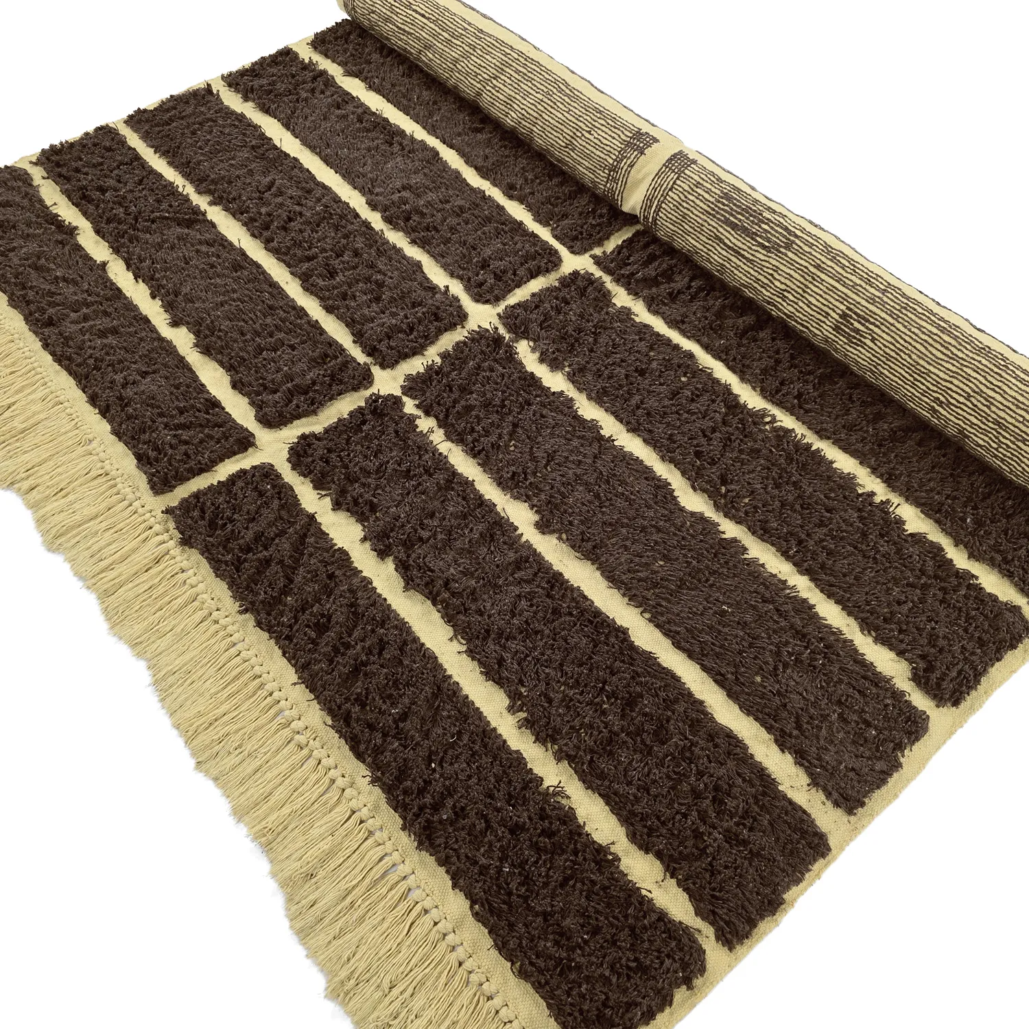Shaggy rugs - Ikara Natural Cotton Shaggy (brown)
