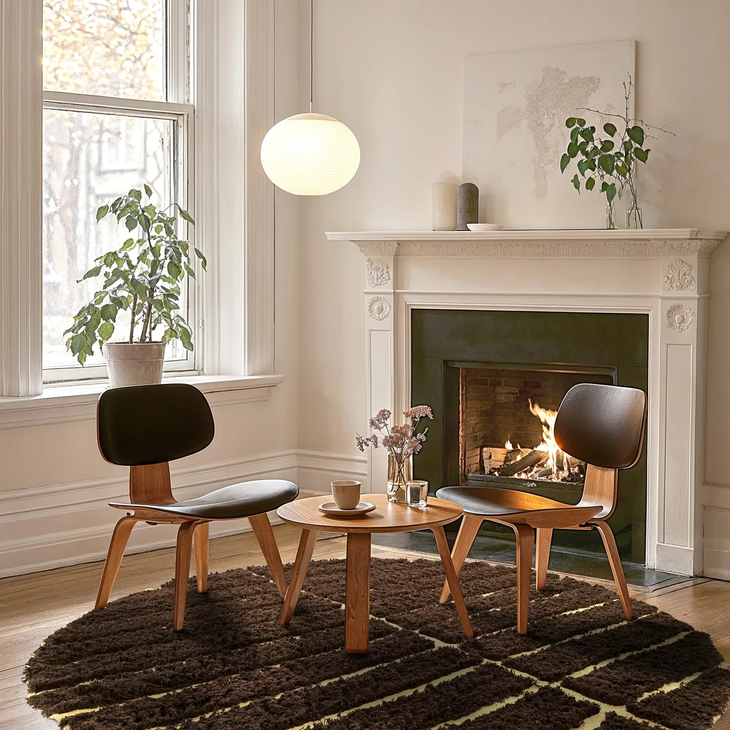 Round rug - Ikara Natural Cotton Shaggy (brown)