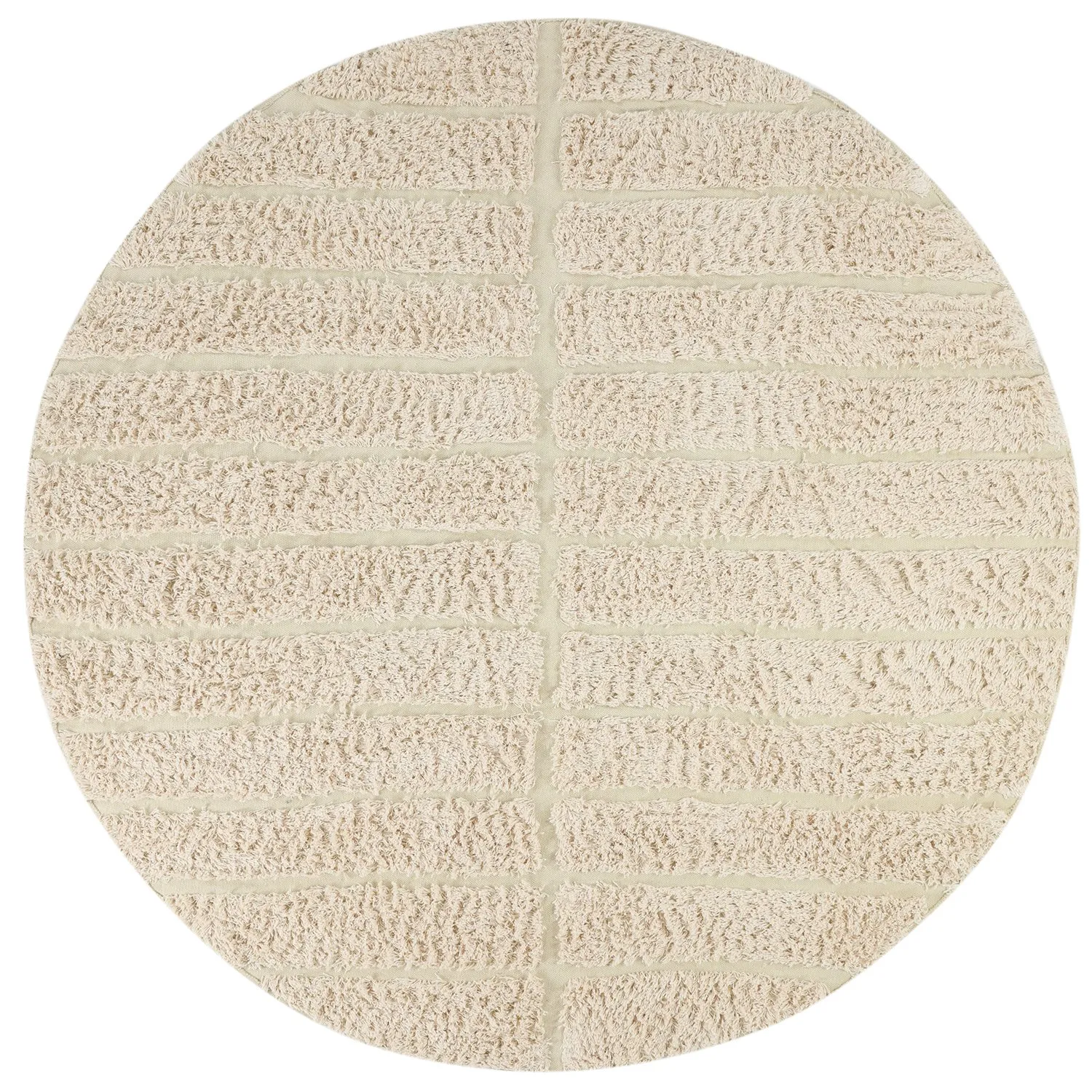 Round rug - Ikara Natural Cotton Shaggy (cream)