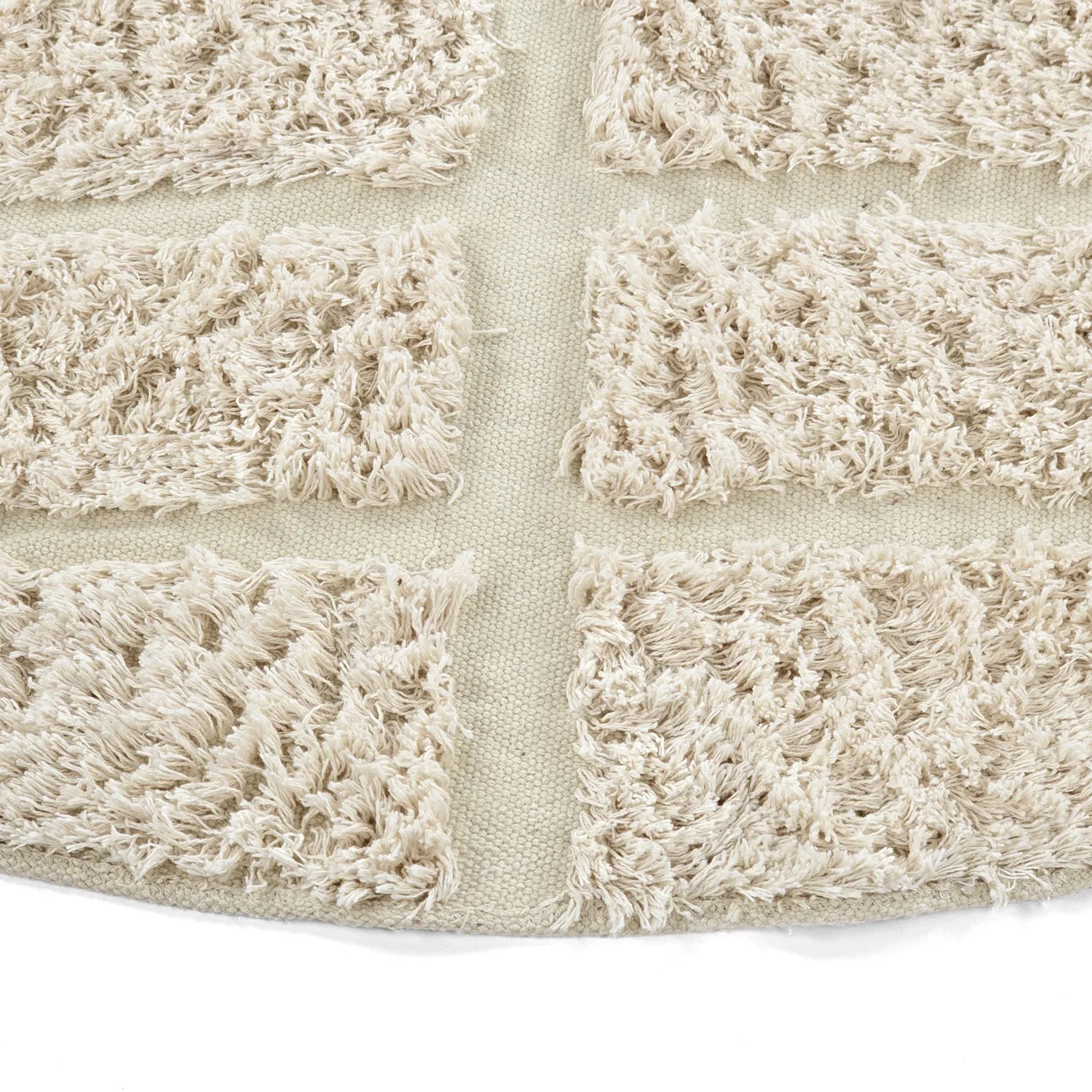 Round rug - Ikara Natural Cotton Shaggy (cream)