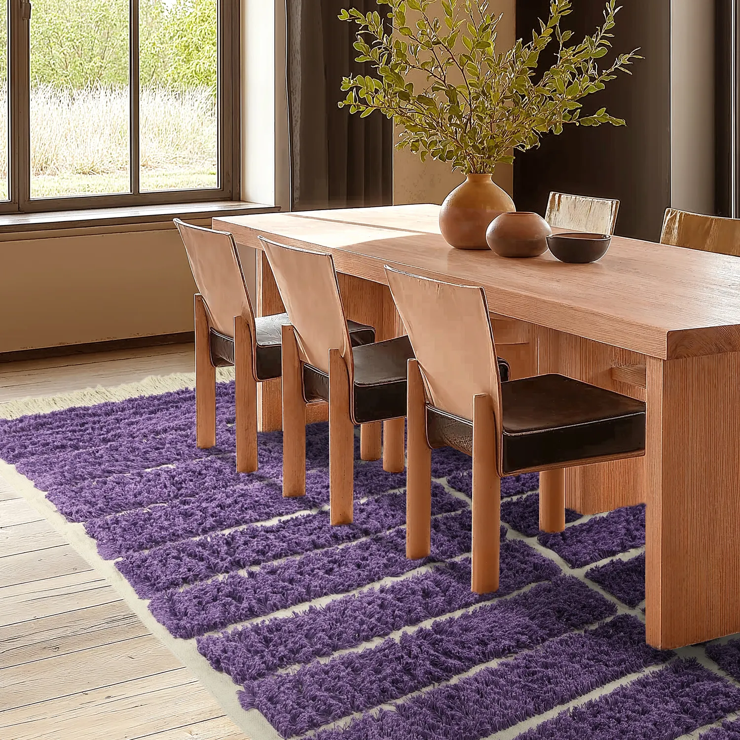Shaggy rugs - Ikara Natural Cotton Shaggy (purple)