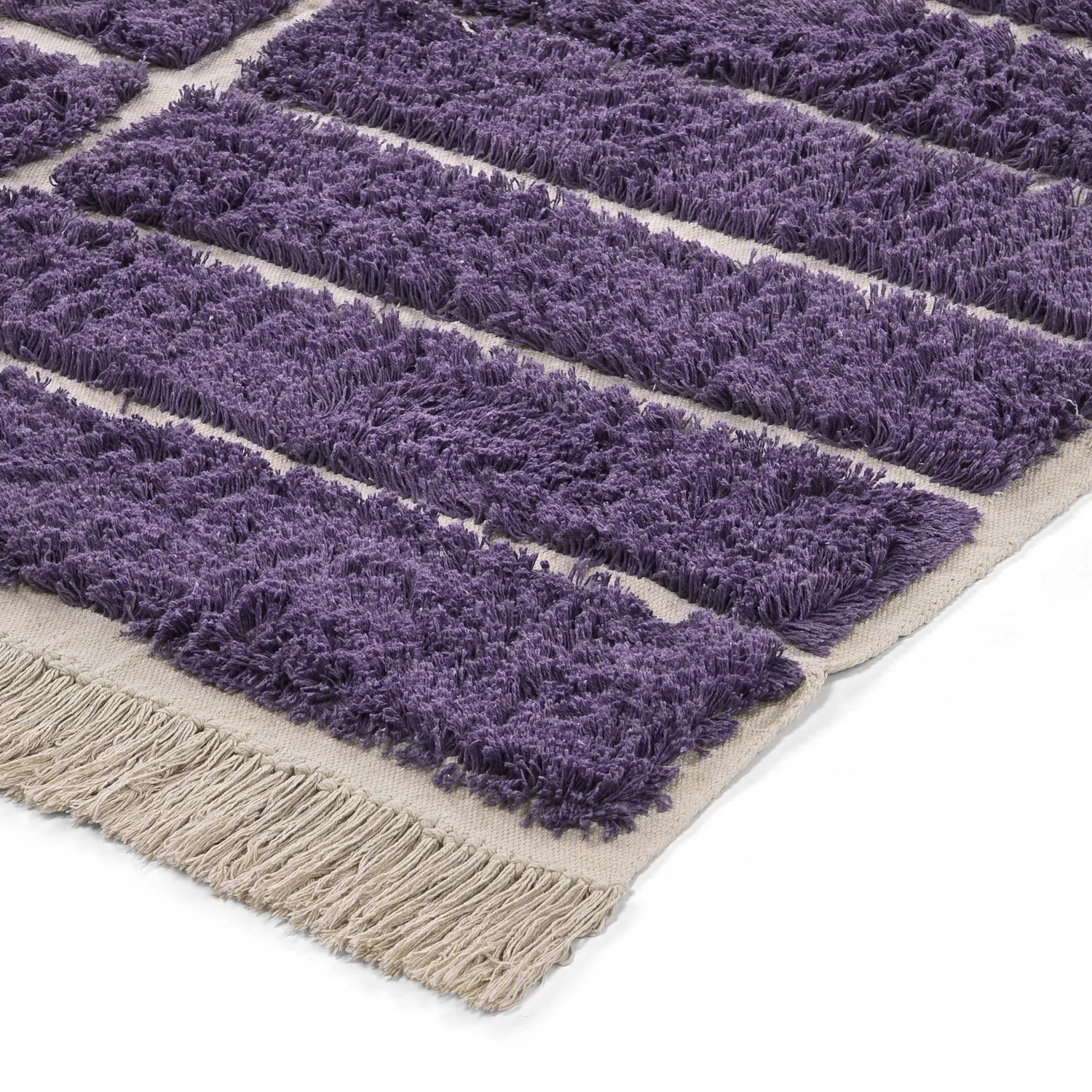 Shaggy rugs - Ikara Natural Cotton Shaggy (purple)