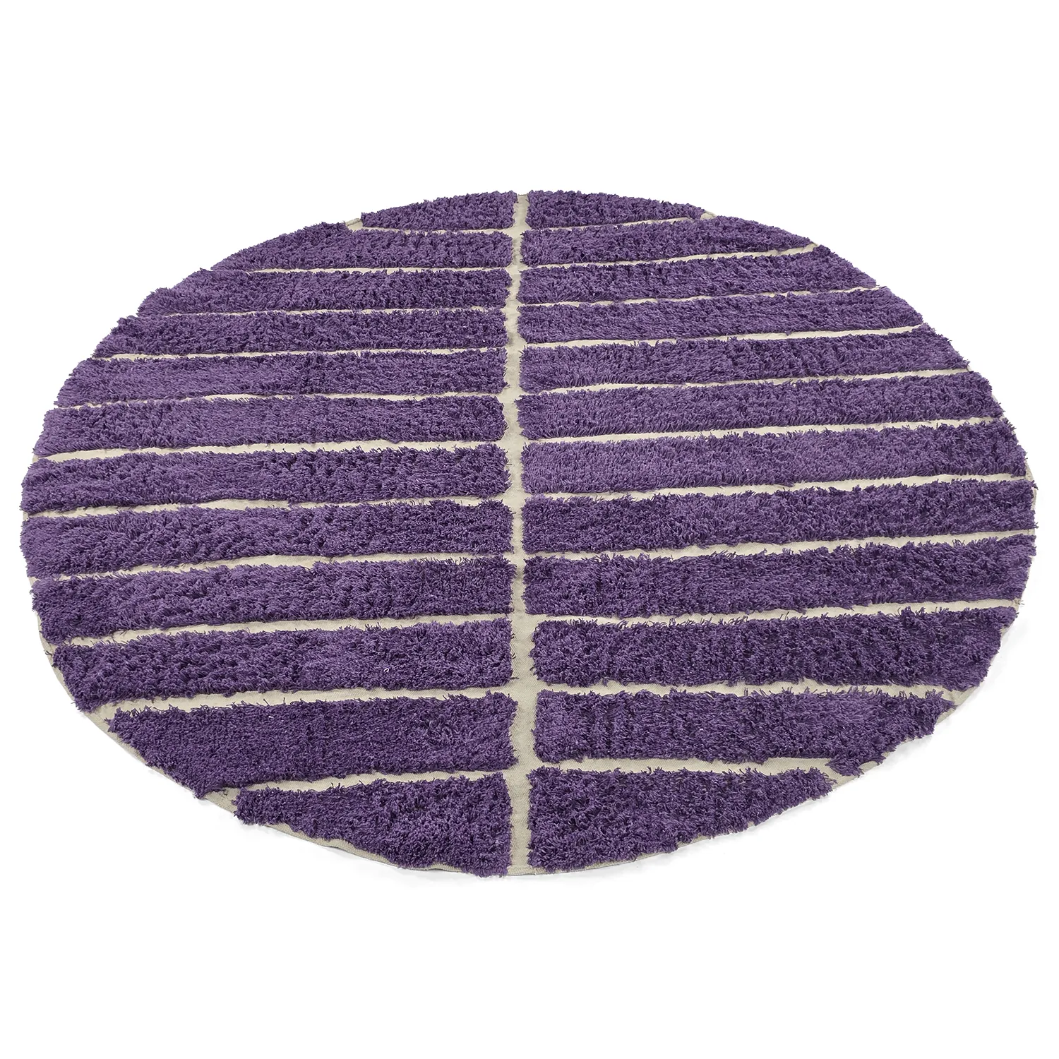 Round rug - Ikara Natural Cotton Shaggy (purple)