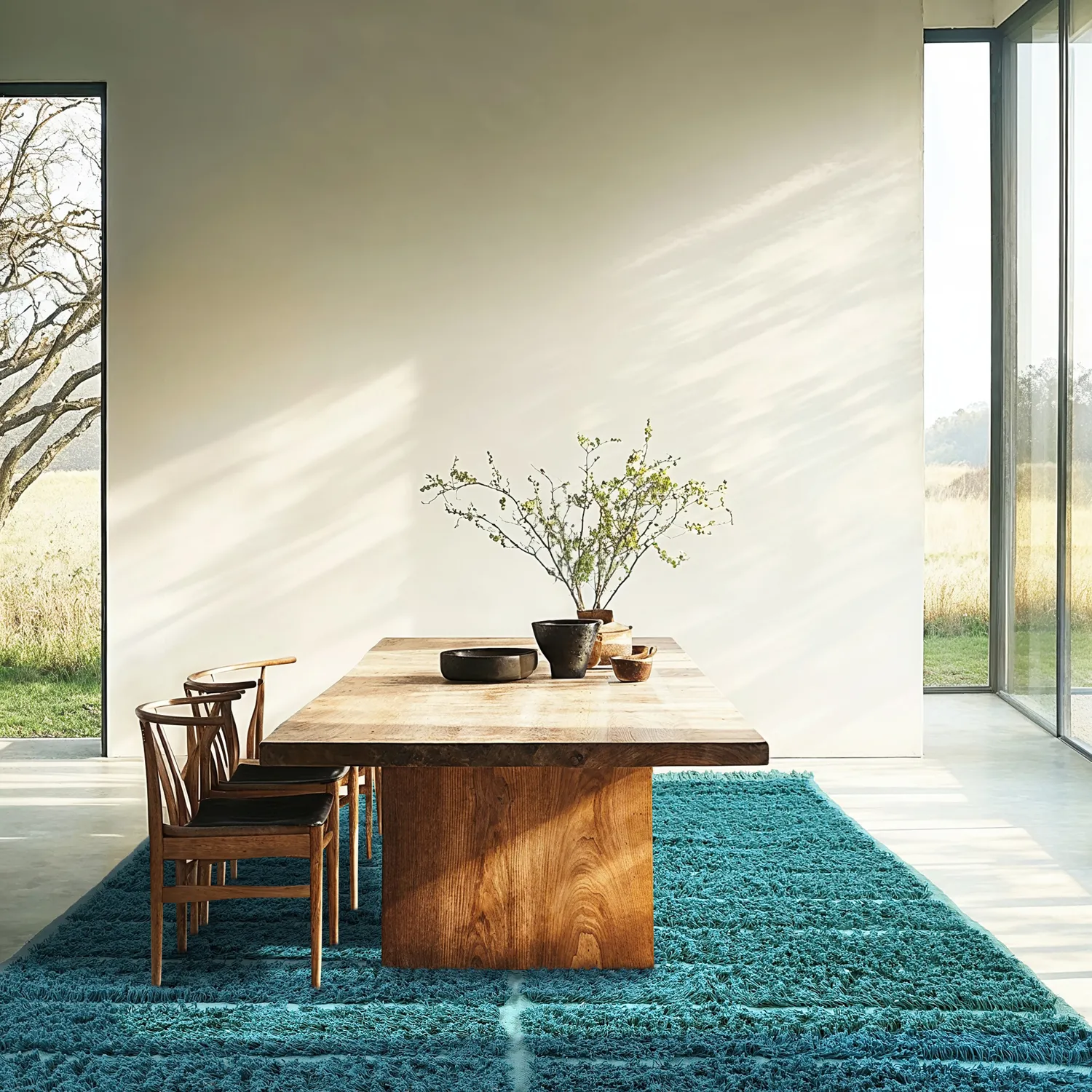 Shaggy rugs - Ikara Natural Cotton Shaggy (turquoise)