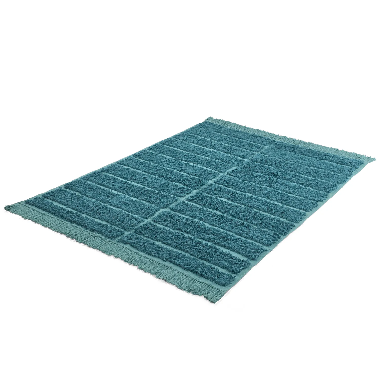 Shaggy rugs - Ikara Natural Cotton Shaggy (turquoise)