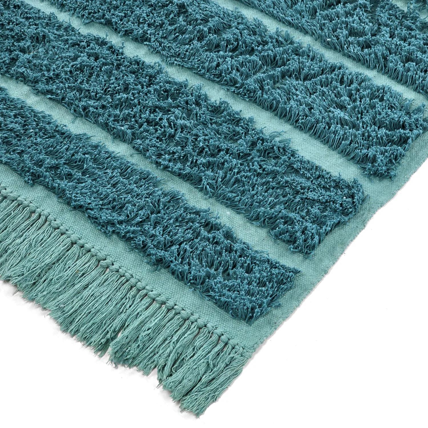 Shaggy rugs - Ikara Natural Cotton Shaggy (turquoise)