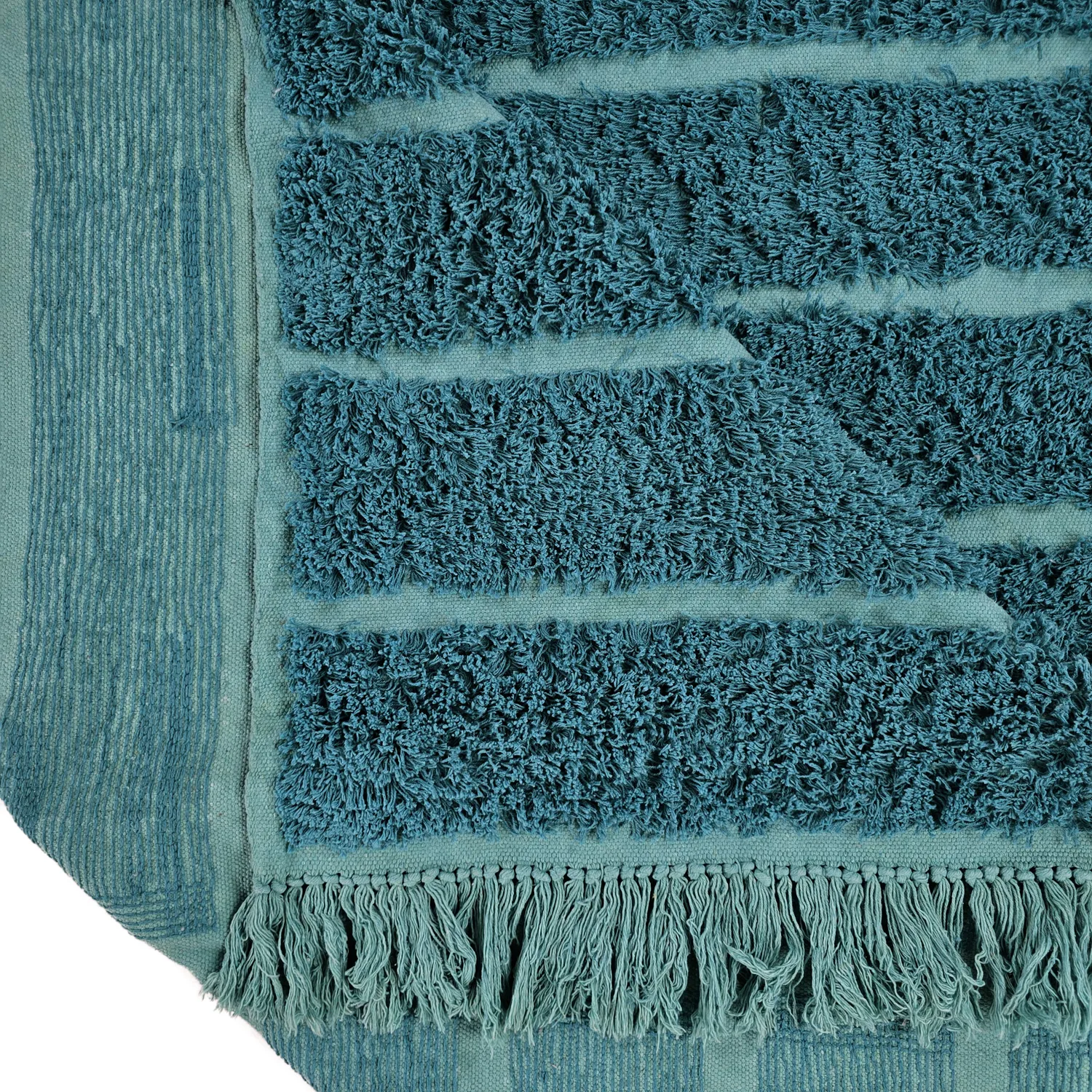 Shaggy rugs - Ikara Natural Cotton Shaggy (turquoise)