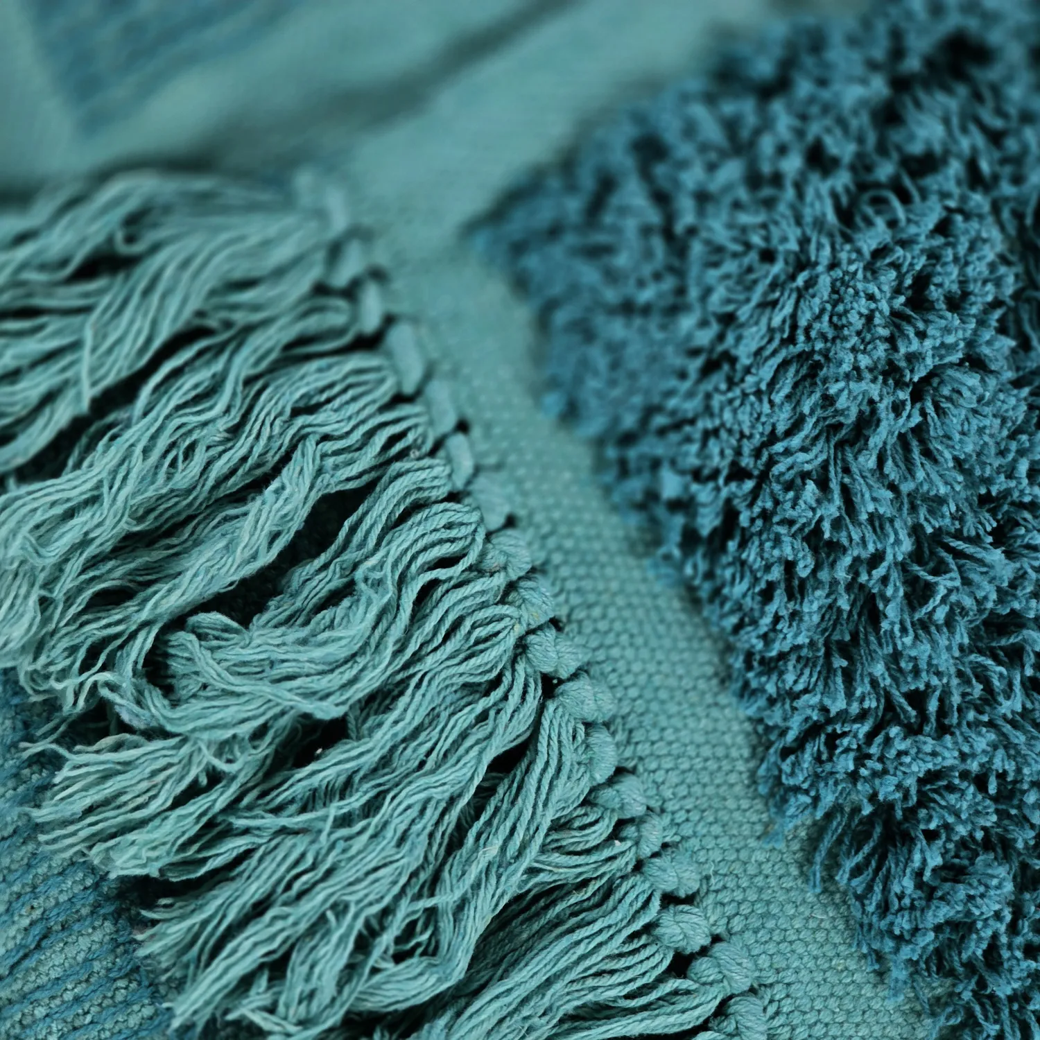 Shaggy rugs - Ikara Natural Cotton Shaggy (turquoise)
