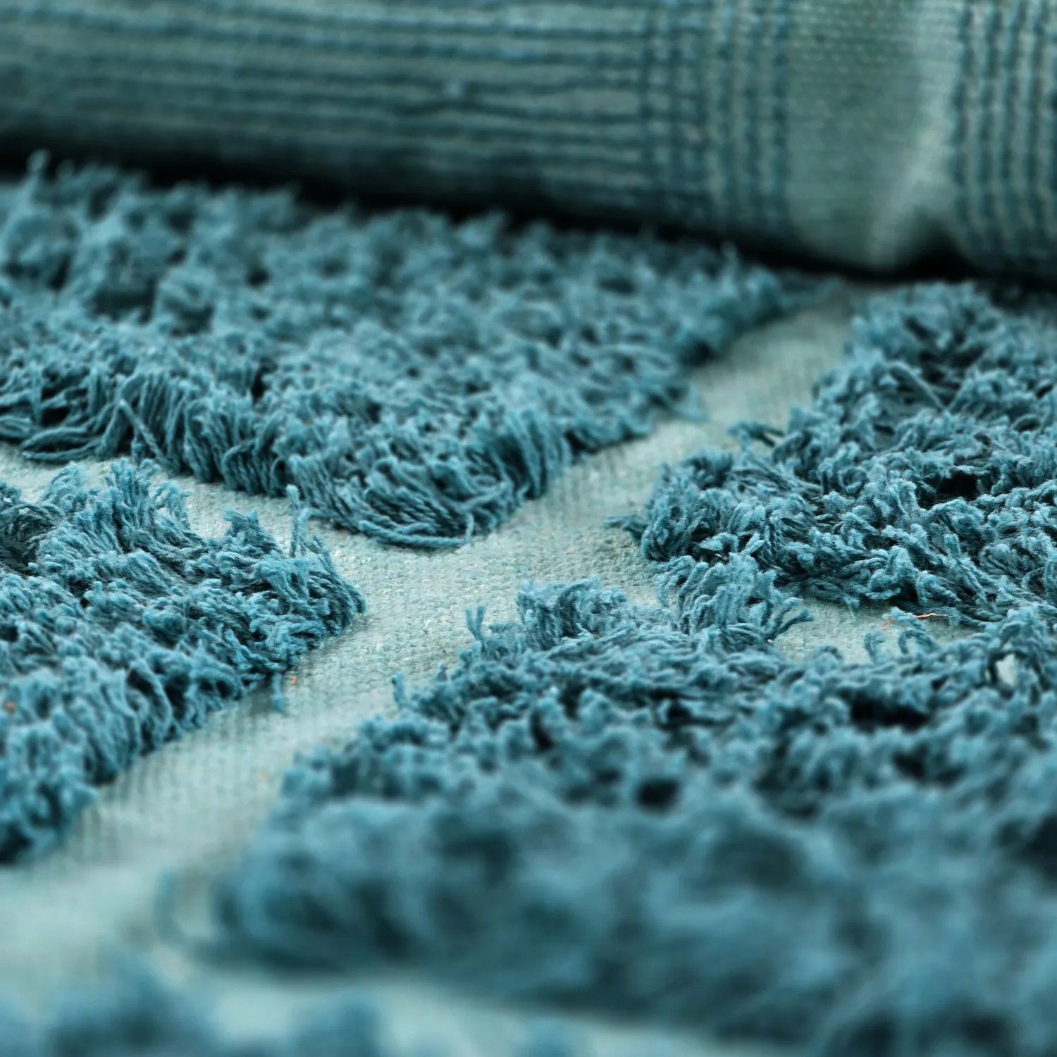 Shaggy rugs - Ikara Natural Cotton Shaggy (turquoise)
