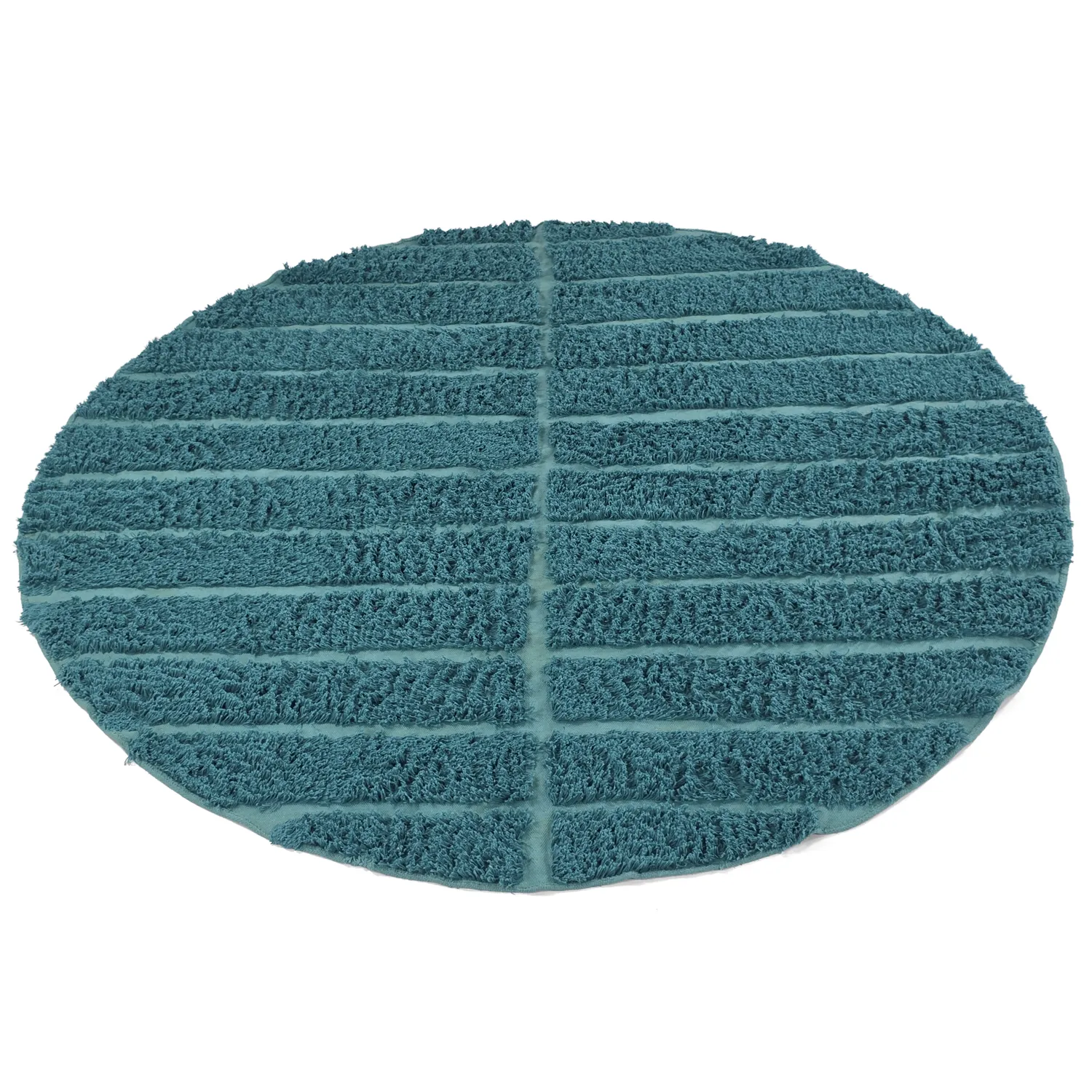 Round rug - Ikara Natural Cotton Shaggy (turquoise)