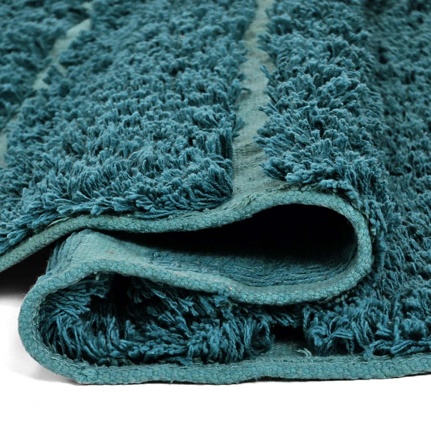 Round rug - Ikara Natural Cotton Shaggy (turquoise)