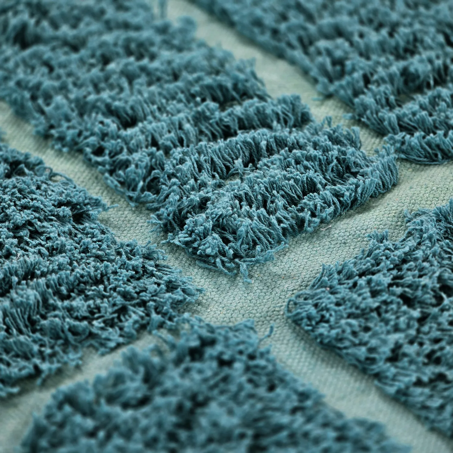 Round rug - Ikara Natural Cotton Shaggy (turquoise)