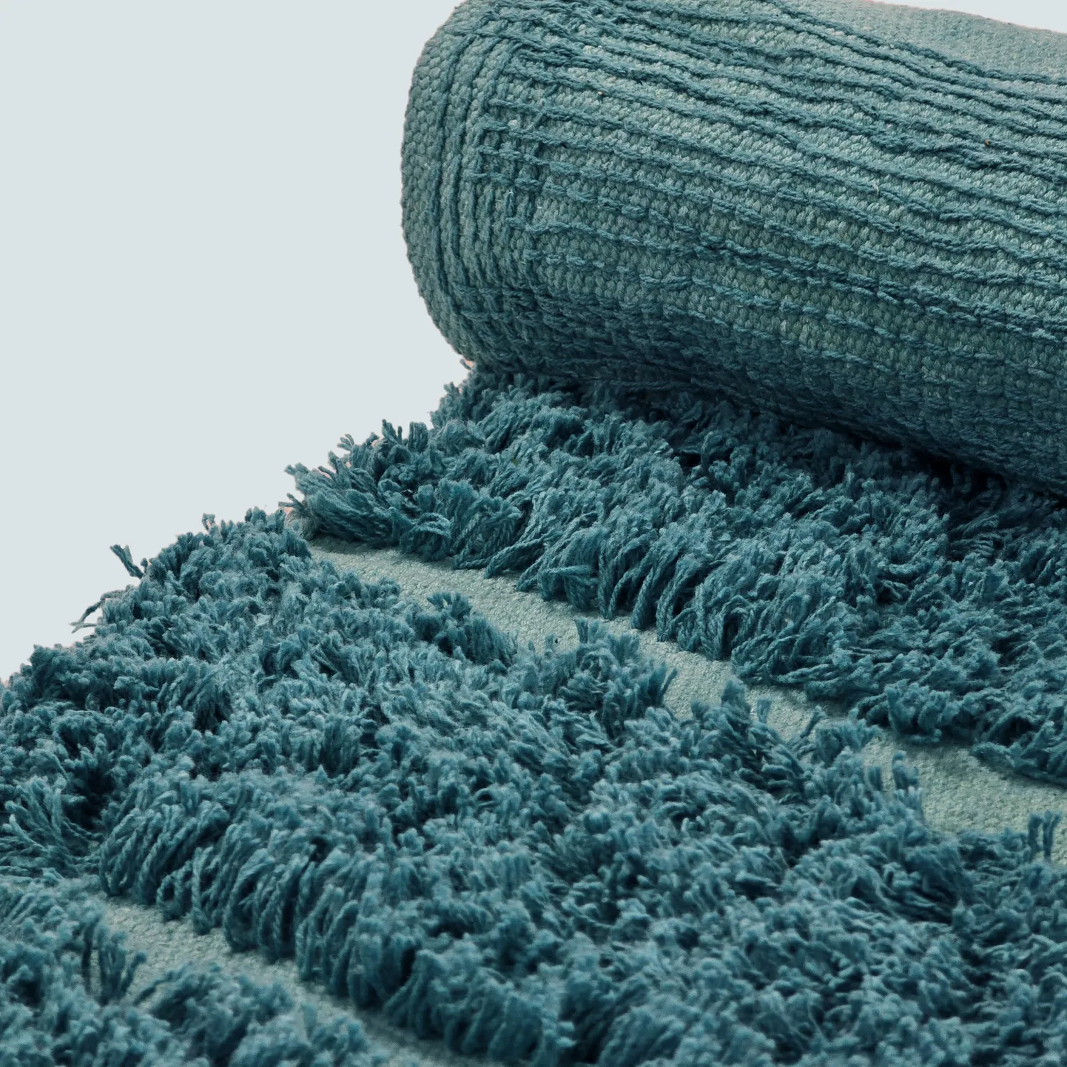 Round rug - Ikara Natural Cotton Shaggy (turquoise)