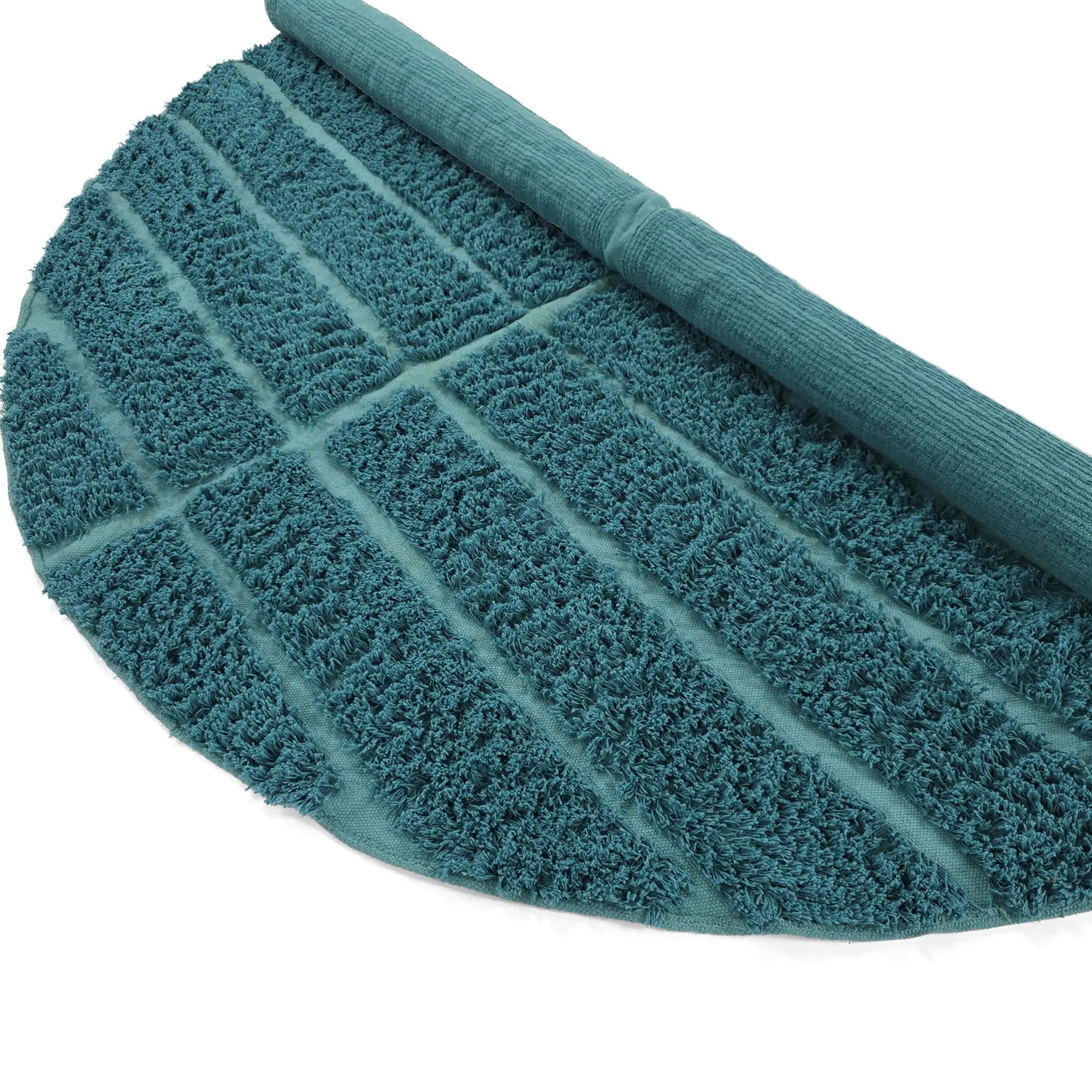 Round rug - Ikara Natural Cotton Shaggy (turquoise)