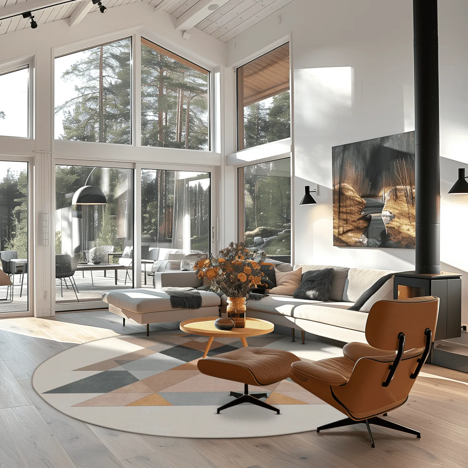 Round rug - Jeral (beige/multi)