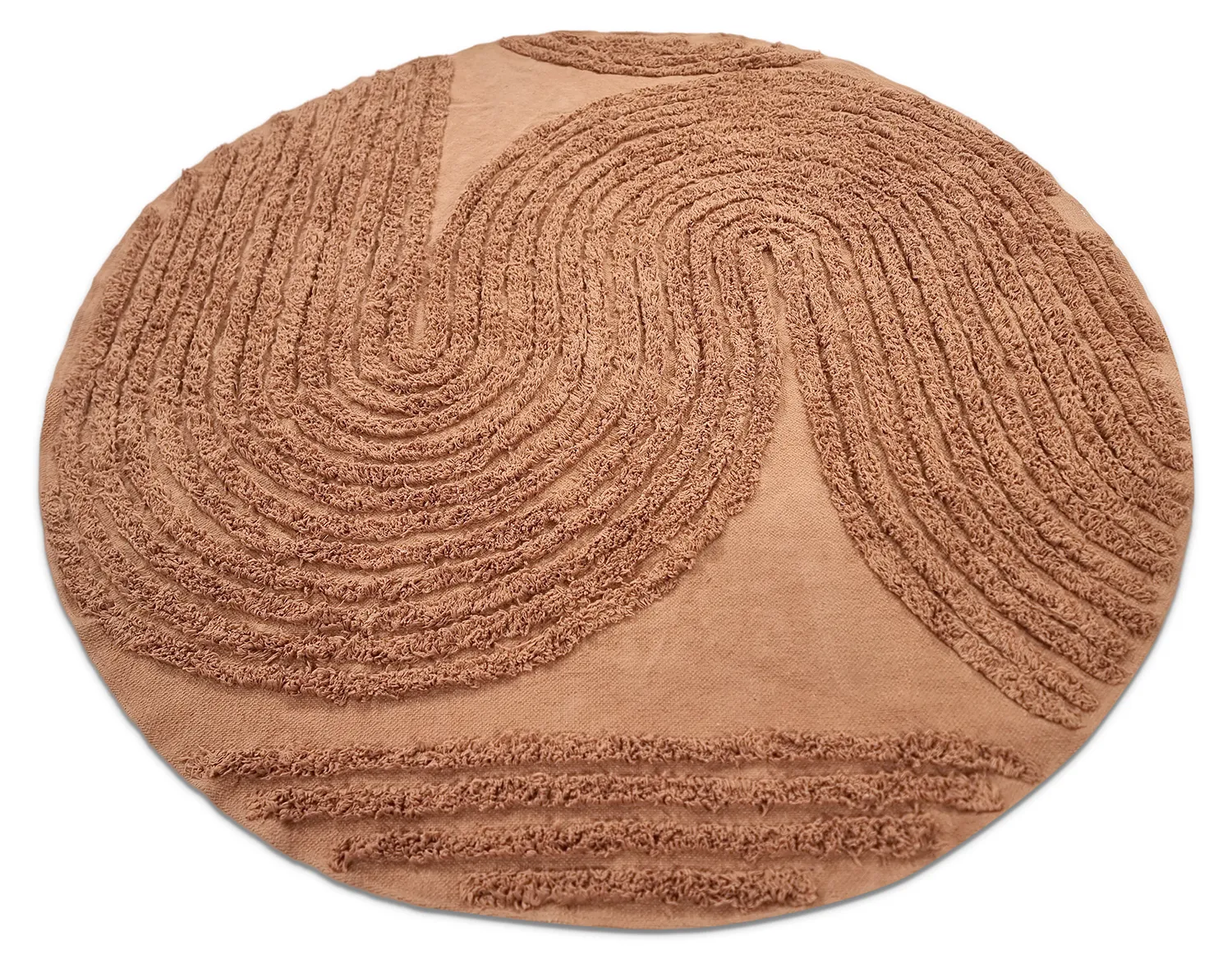 Round rug - Jovie Natural Cotton Shaggy (terracotta)