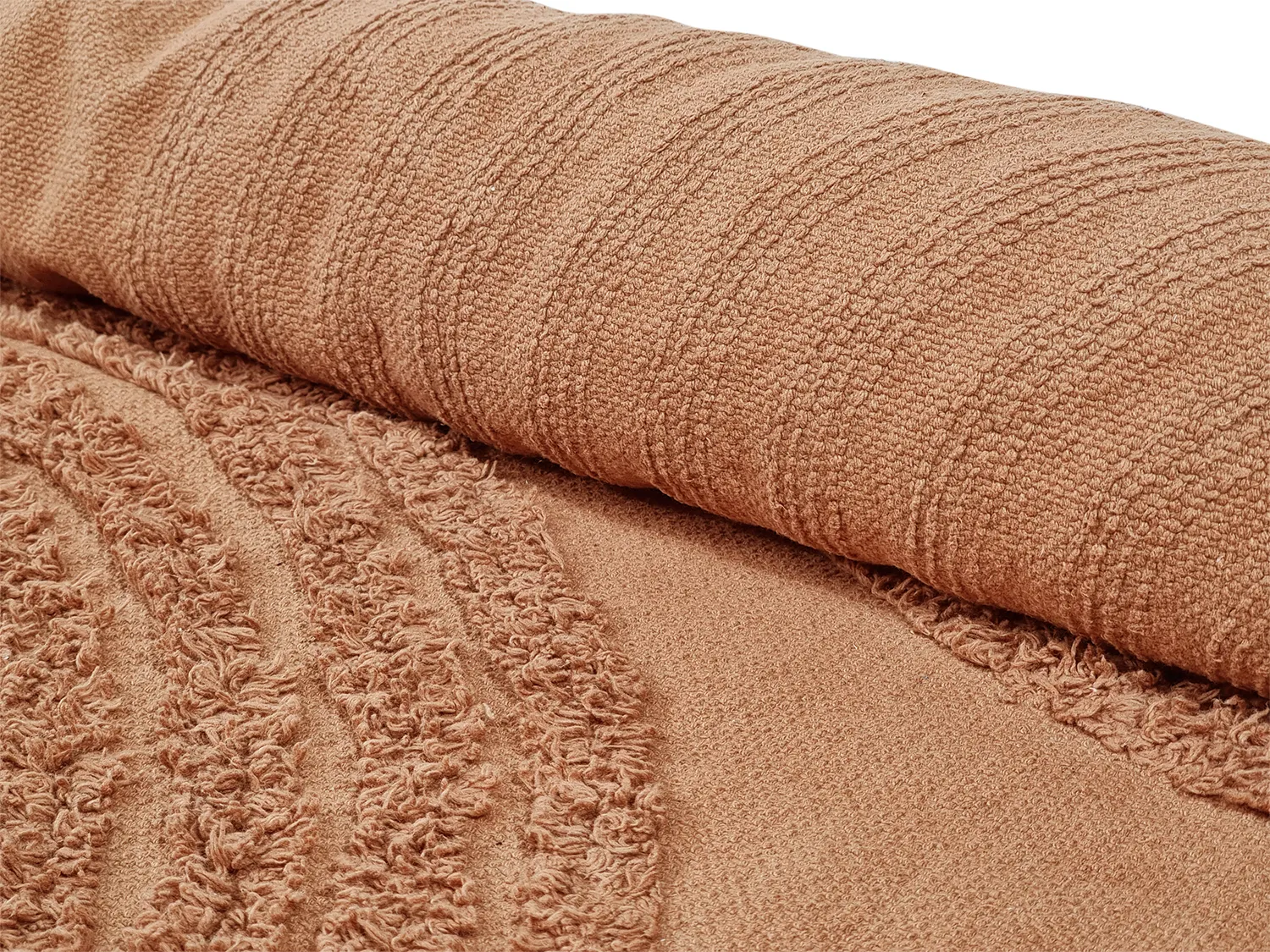 Round rug - Jovie Natural Cotton Shaggy (terracotta)
