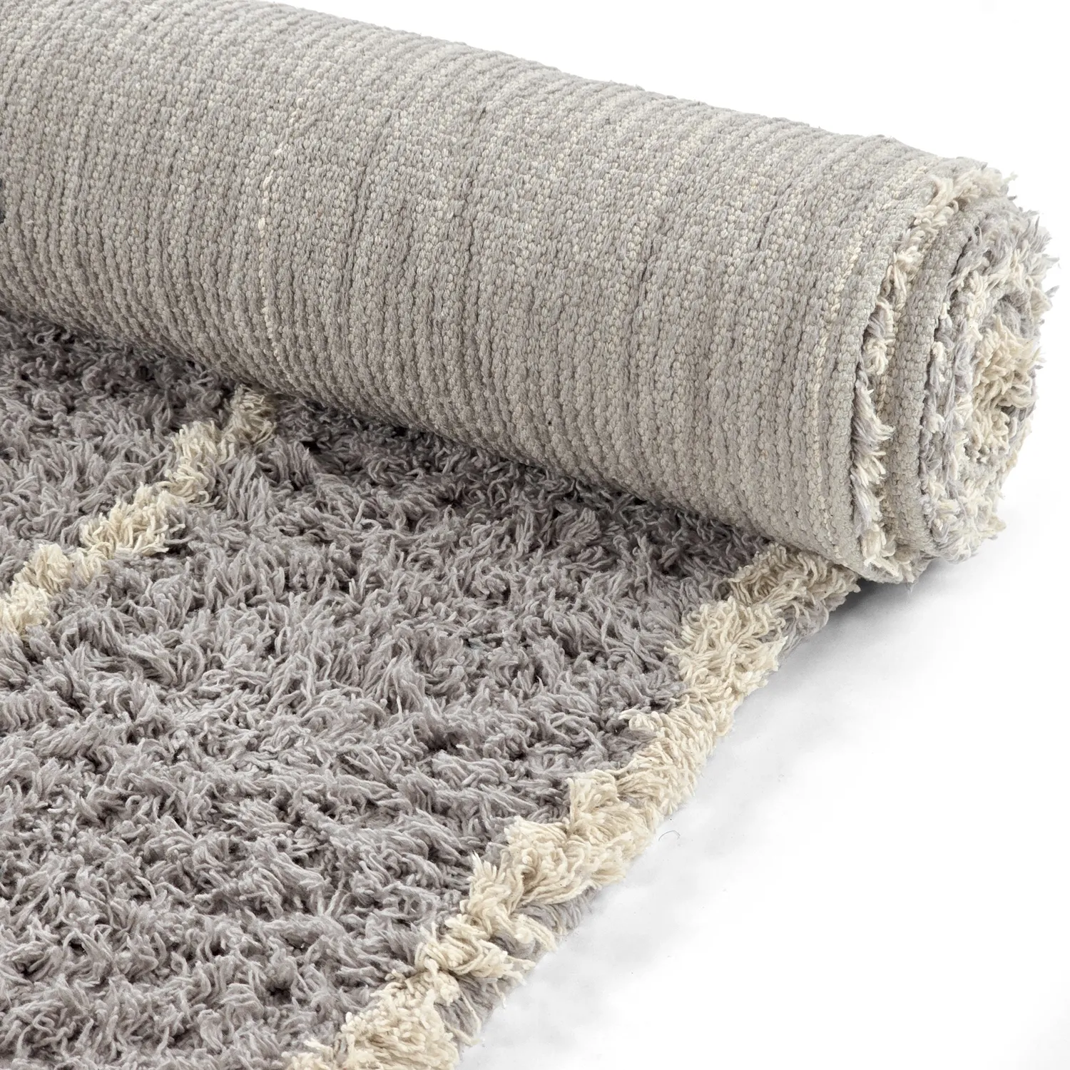 Shaggy rugs - Kairi Natural Cotton Shaggy (grey/beige)