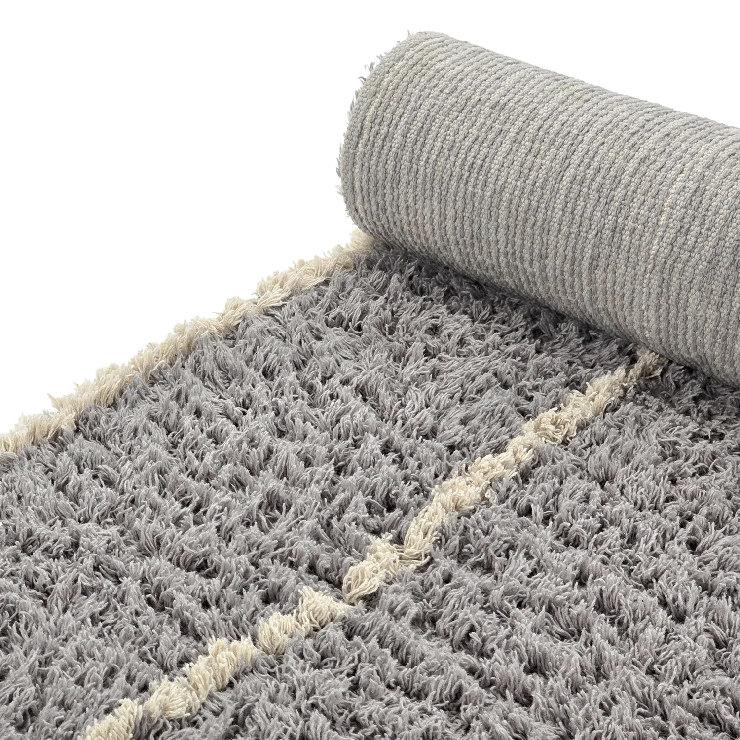 Shaggy rugs - Kairi Natural Cotton Shaggy (grey/beige)