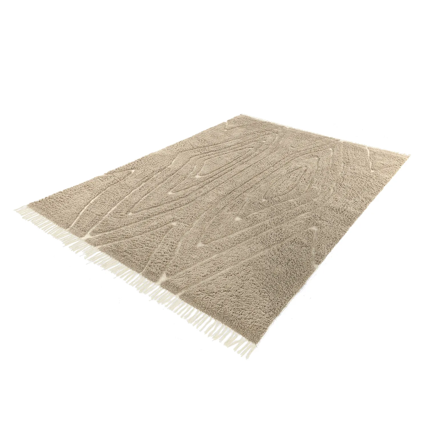 Shaggy rugs - Kindon Natural Cotton Shaggy (beige/white)