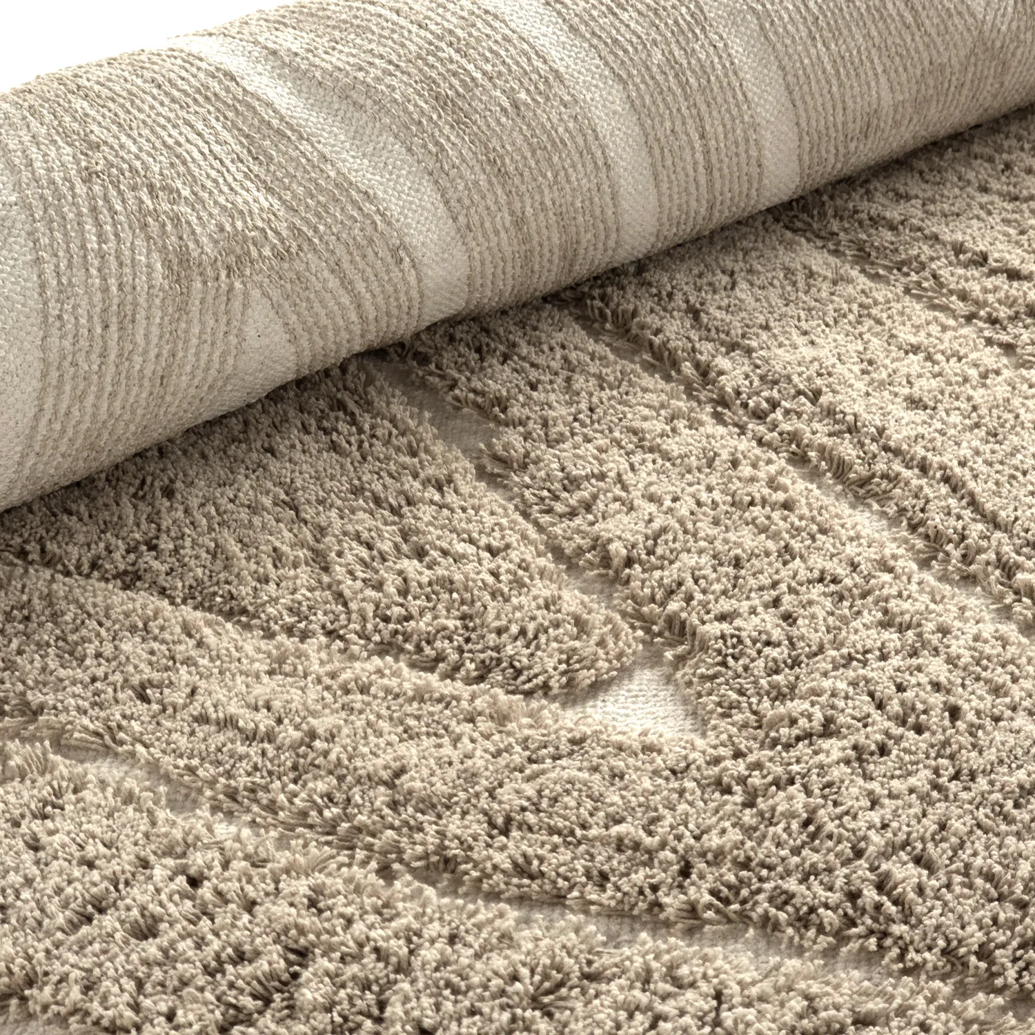 Shaggy rugs - Kindon Natural Cotton Shaggy (beige/white)