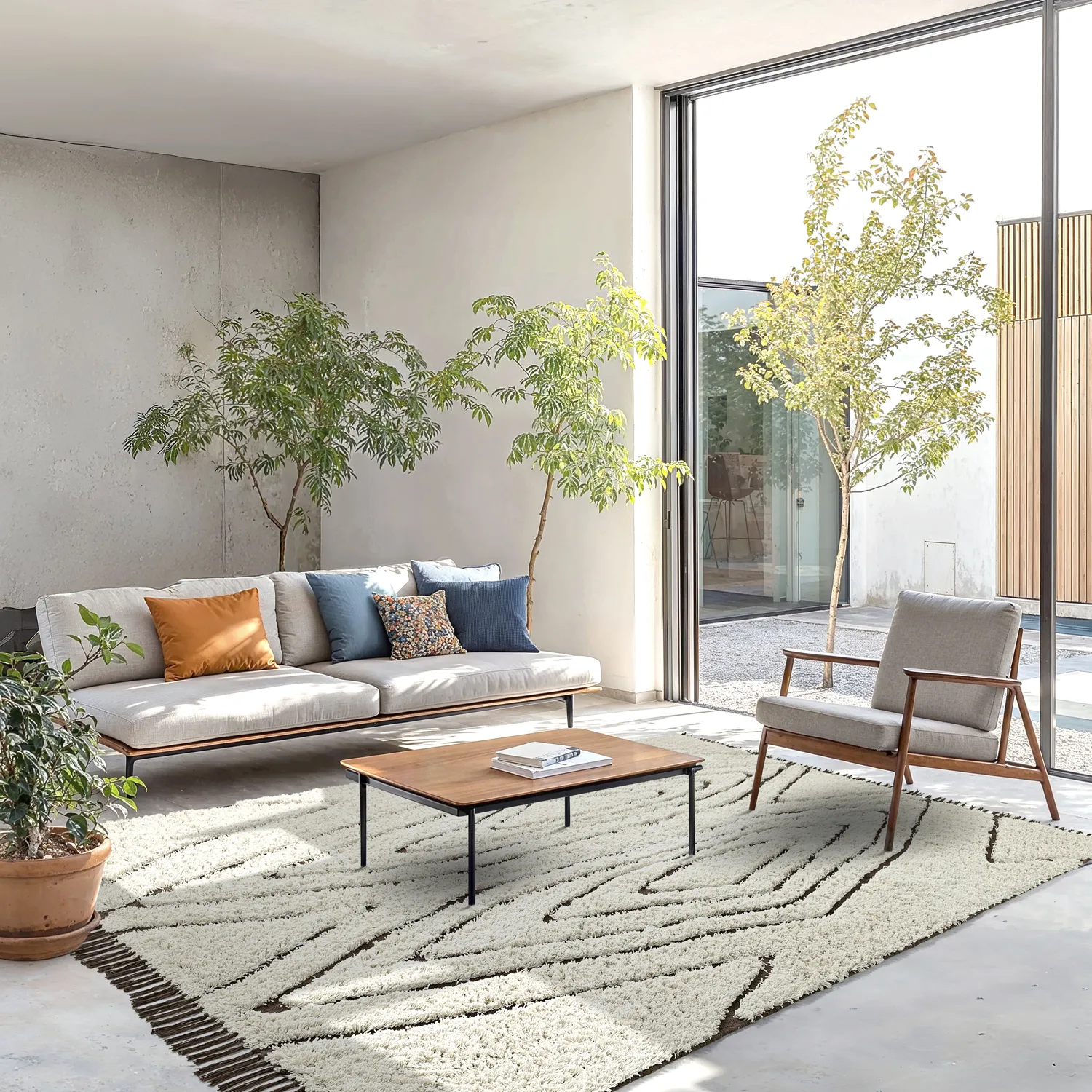 Shaggy rugs - Kindon Natural Cotton Shaggy (off white/brown)