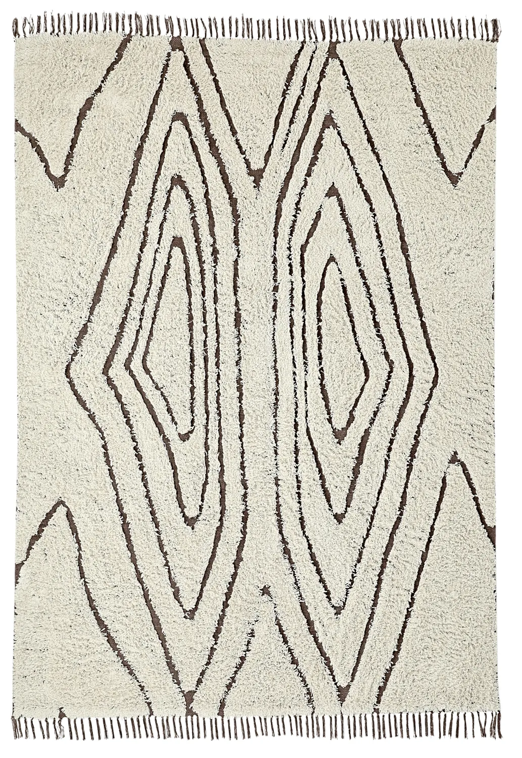 Shaggy rugs - Kindon Natural Cotton Shaggy (off white/brown)