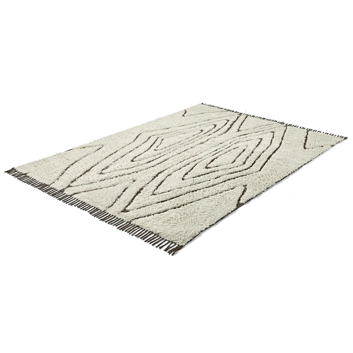 Shaggy rugs - Kindon Natural Cotton Shaggy (off white/brown)