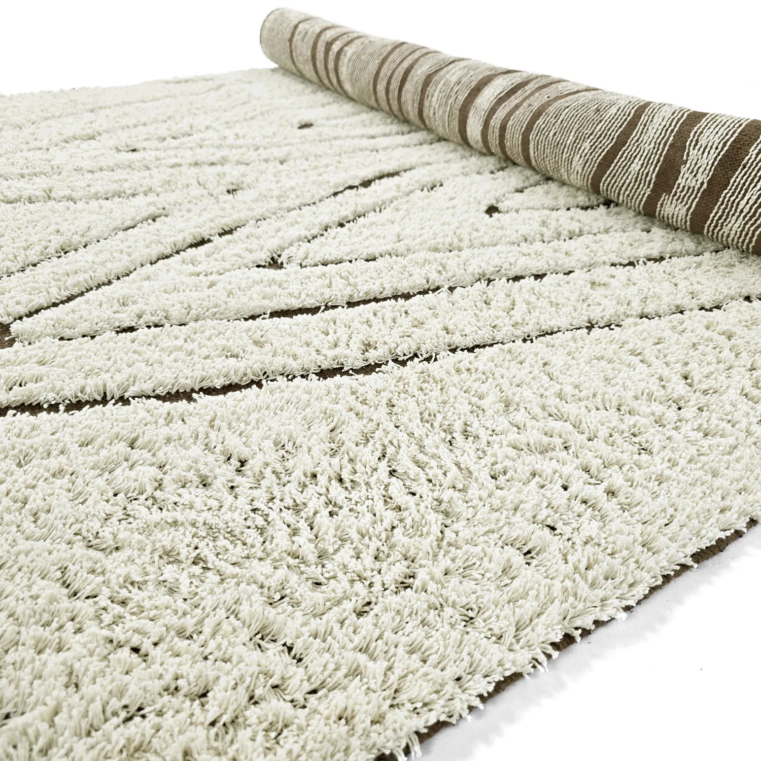 Shaggy rugs - Kindon Natural Cotton Shaggy (off white/brown)