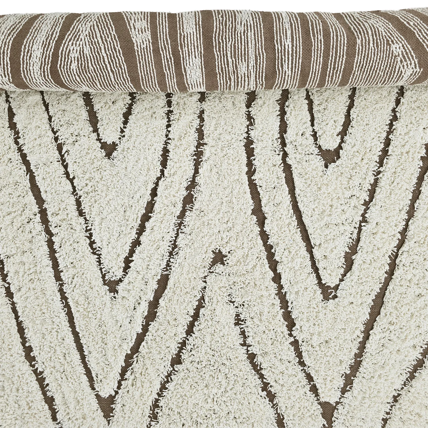 Shaggy rugs - Kindon Natural Cotton Shaggy (off white/brown)