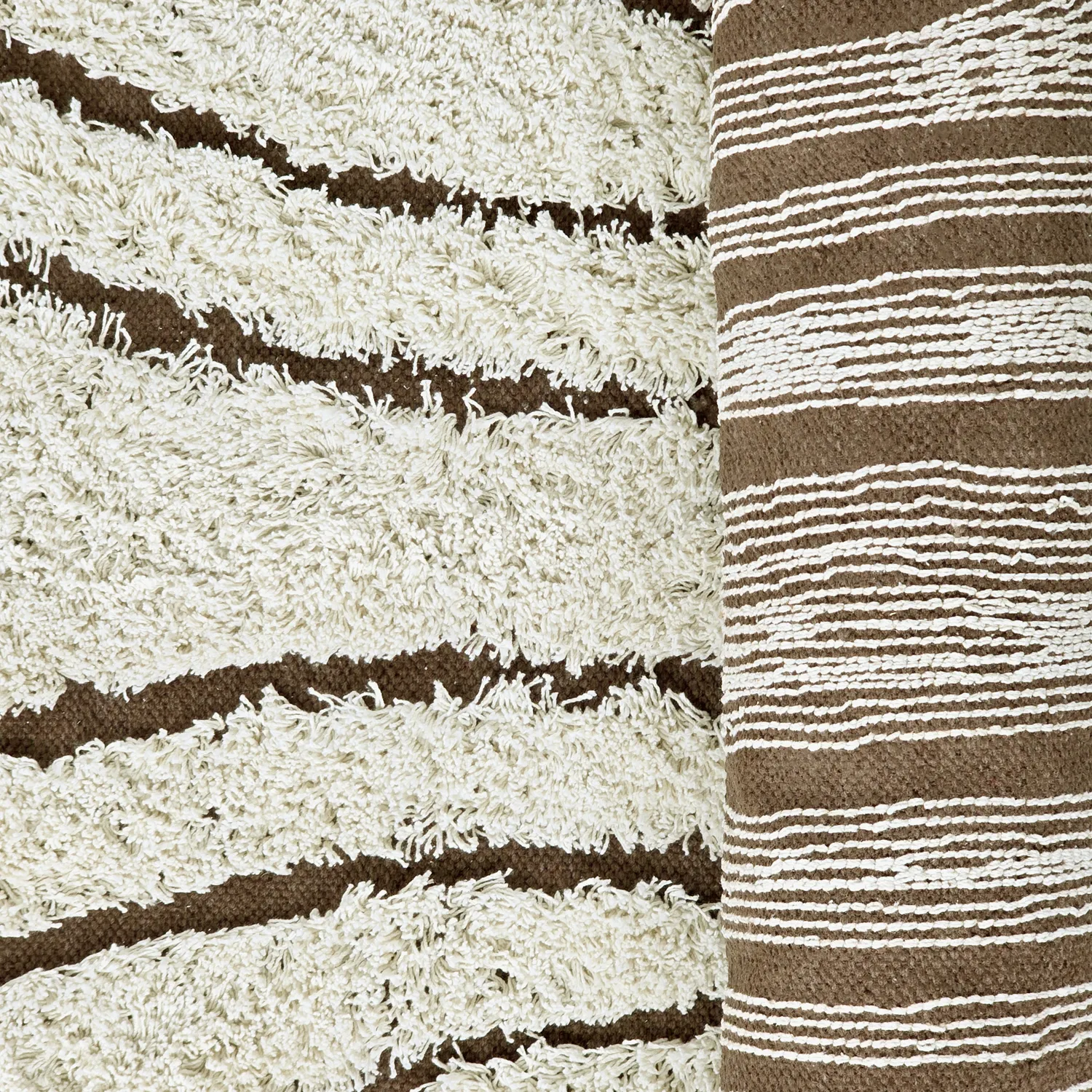 Shaggy rugs - Kindon Natural Cotton Shaggy (off white/brown)