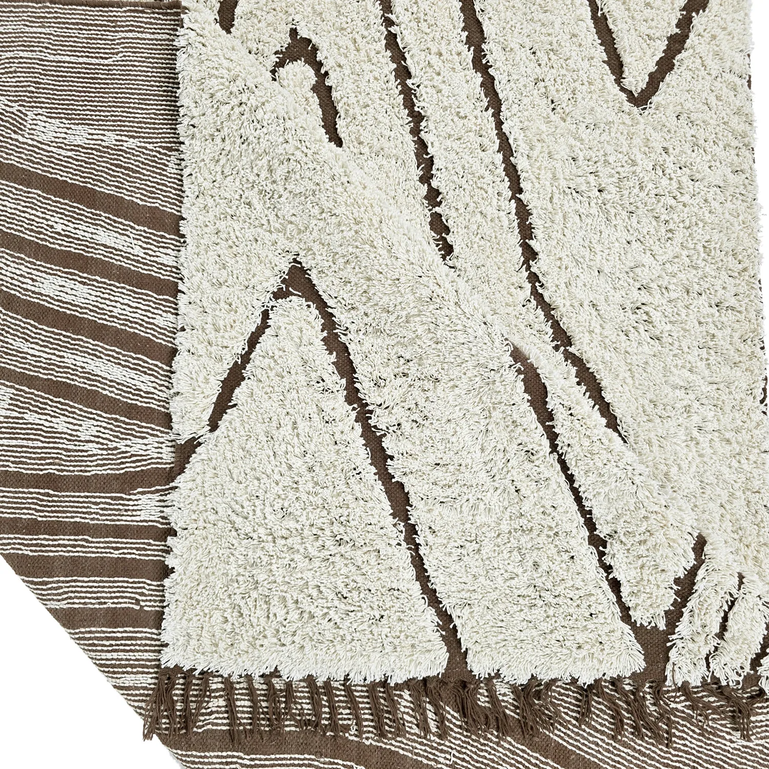 Shaggy rugs - Kindon Natural Cotton Shaggy (off white/brown)