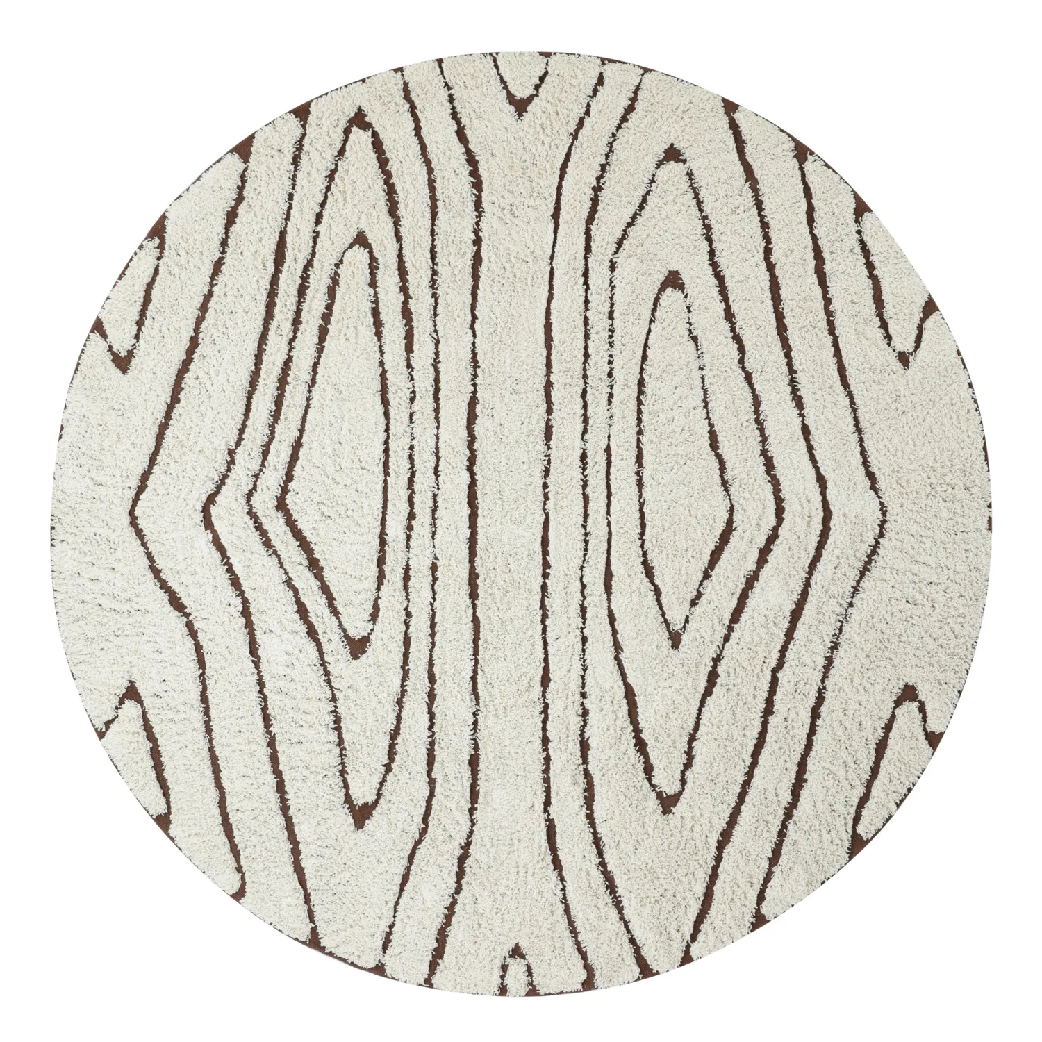 Round rug - Kindon Natural Cotton Shaggy (off white/brown)