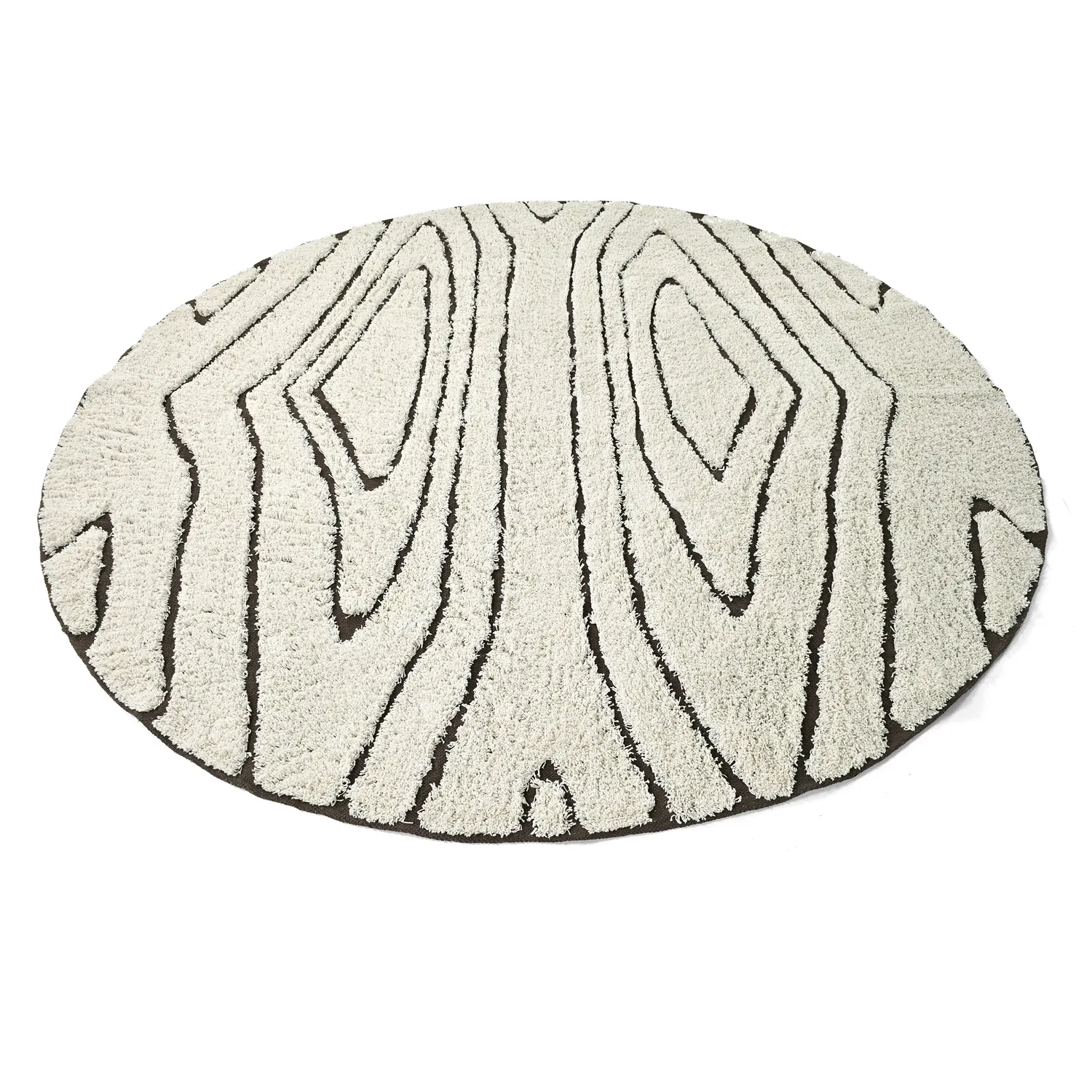Round rug - Kindon Natural Cotton Shaggy (off white/brown)