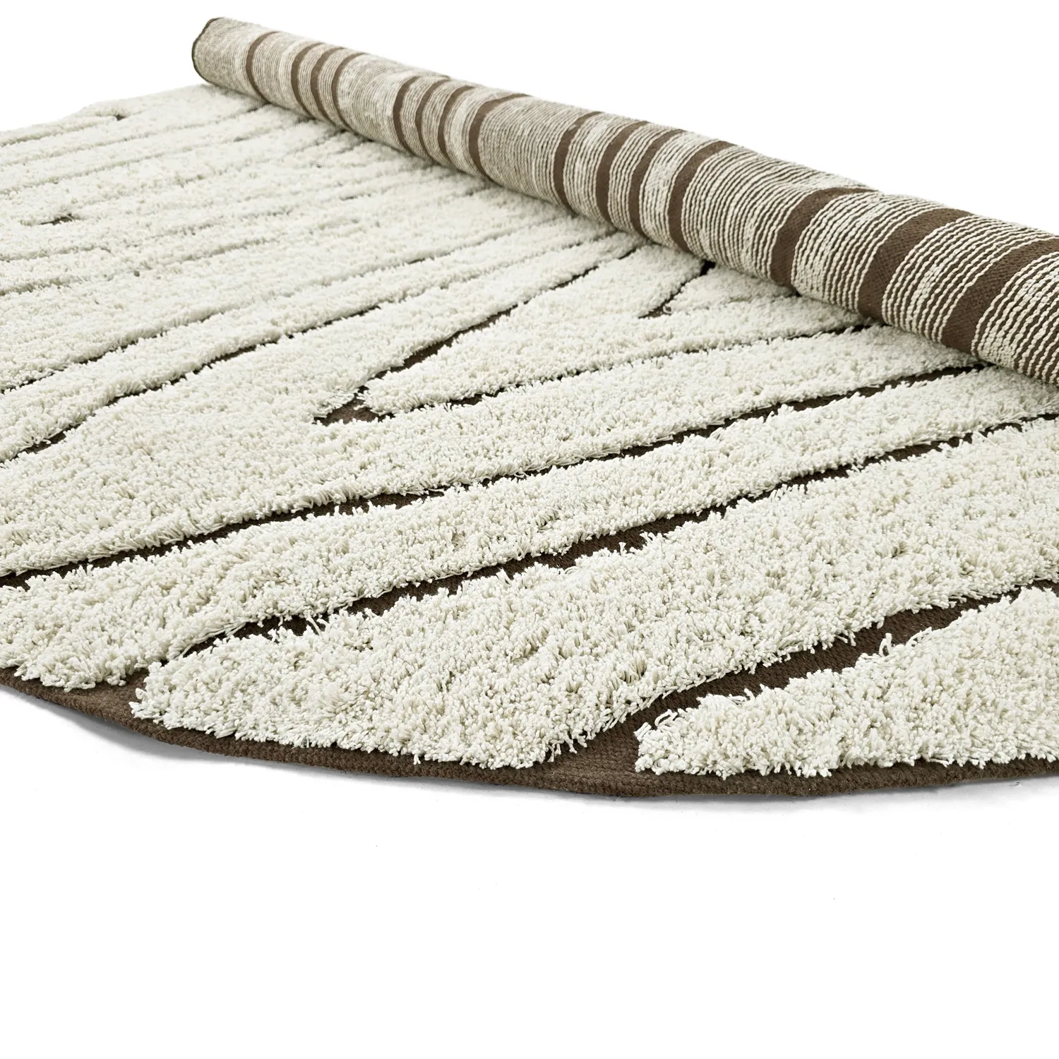 Round rug - Kindon Natural Cotton Shaggy (off white/brown)