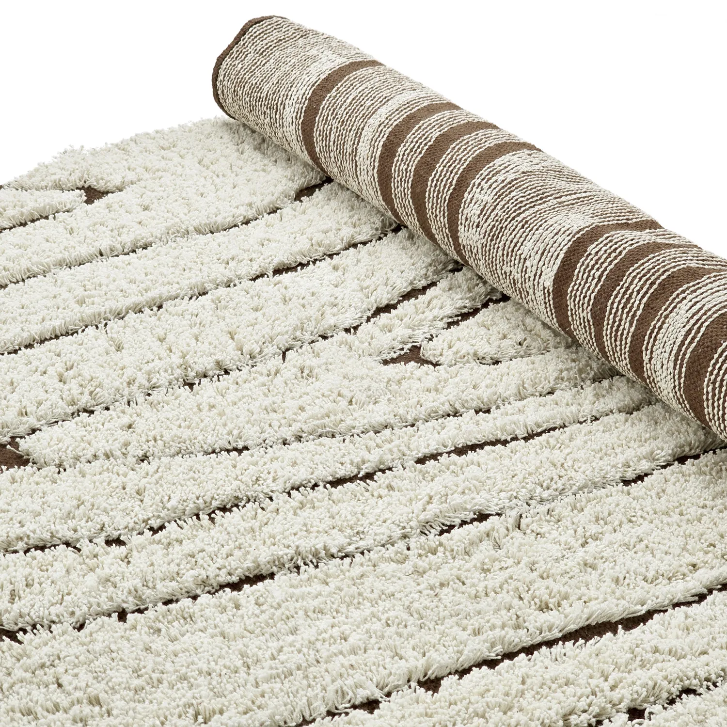 Round rug - Kindon Natural Cotton Shaggy (off white/brown)