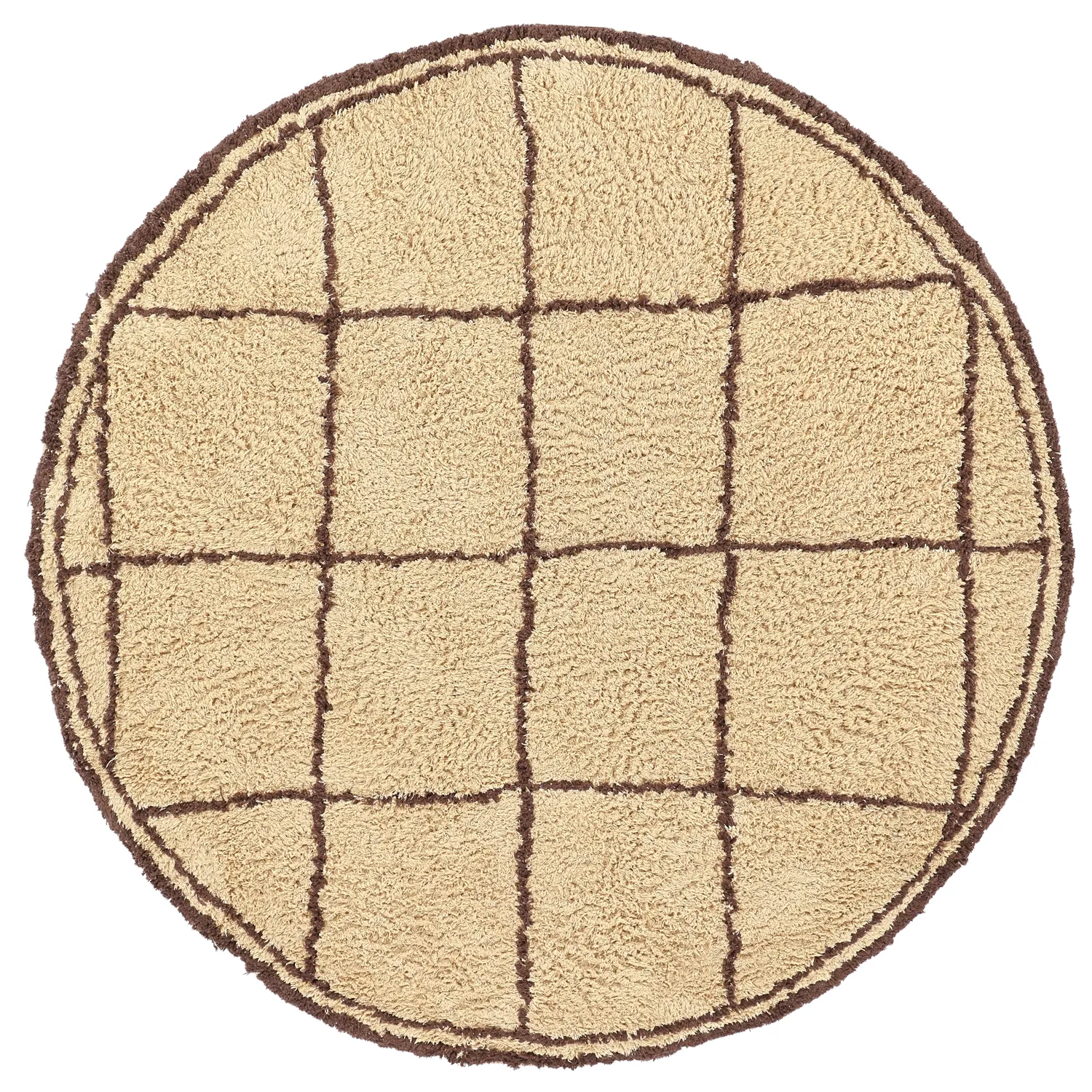 Round rug - Lana Natural Cotton Shaggy (beige/brown)