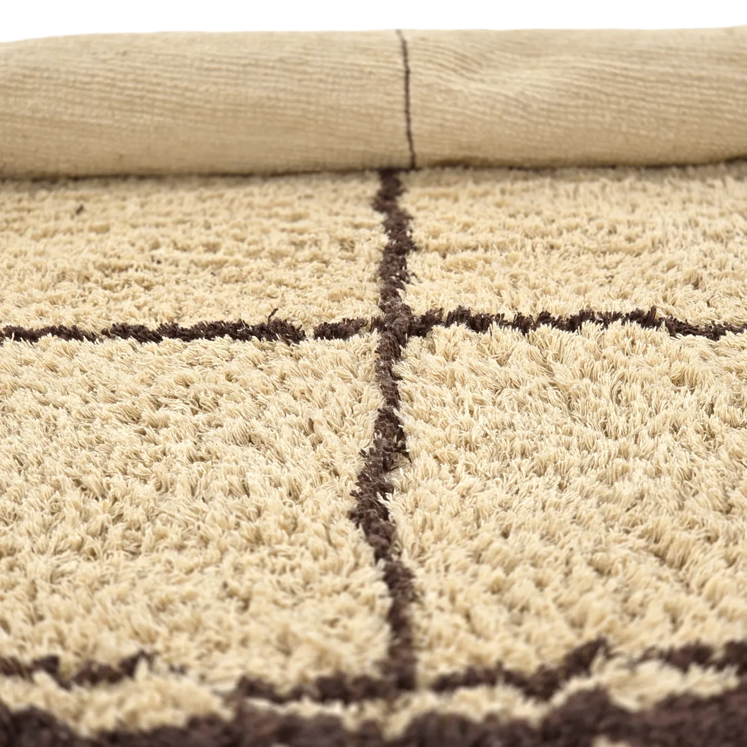 Round rug - Lana Natural Cotton Shaggy (beige/brown)