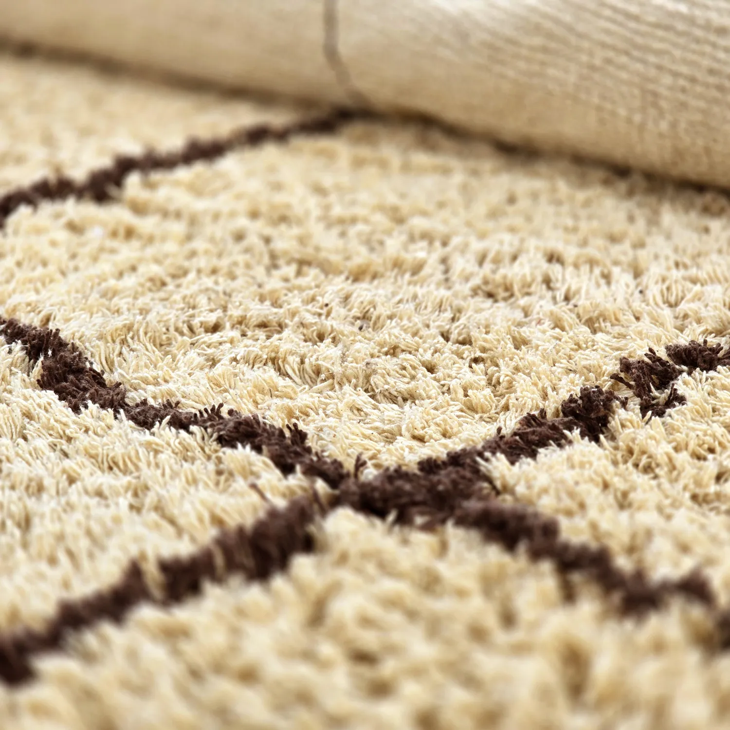 Round rug - Lana Natural Cotton Shaggy (beige/brown)