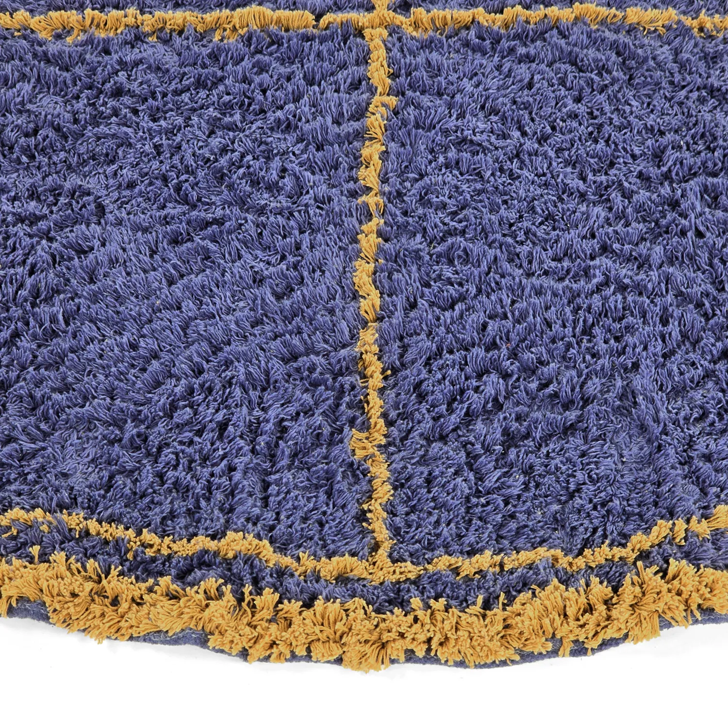 Round rug - Lana Natural Cotton Shaggy (blue/yellow)