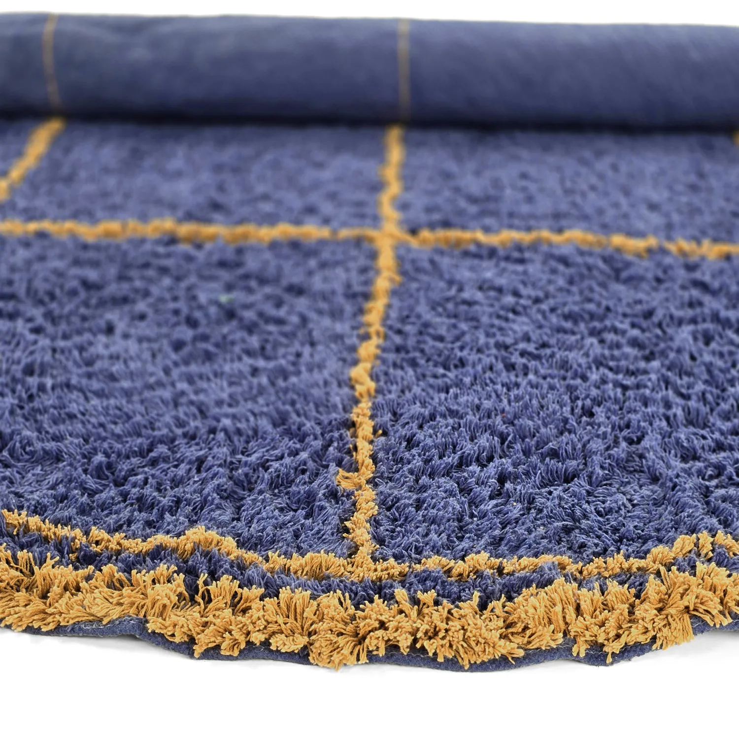 Round rug - Lana Natural Cotton Shaggy (blue/yellow)