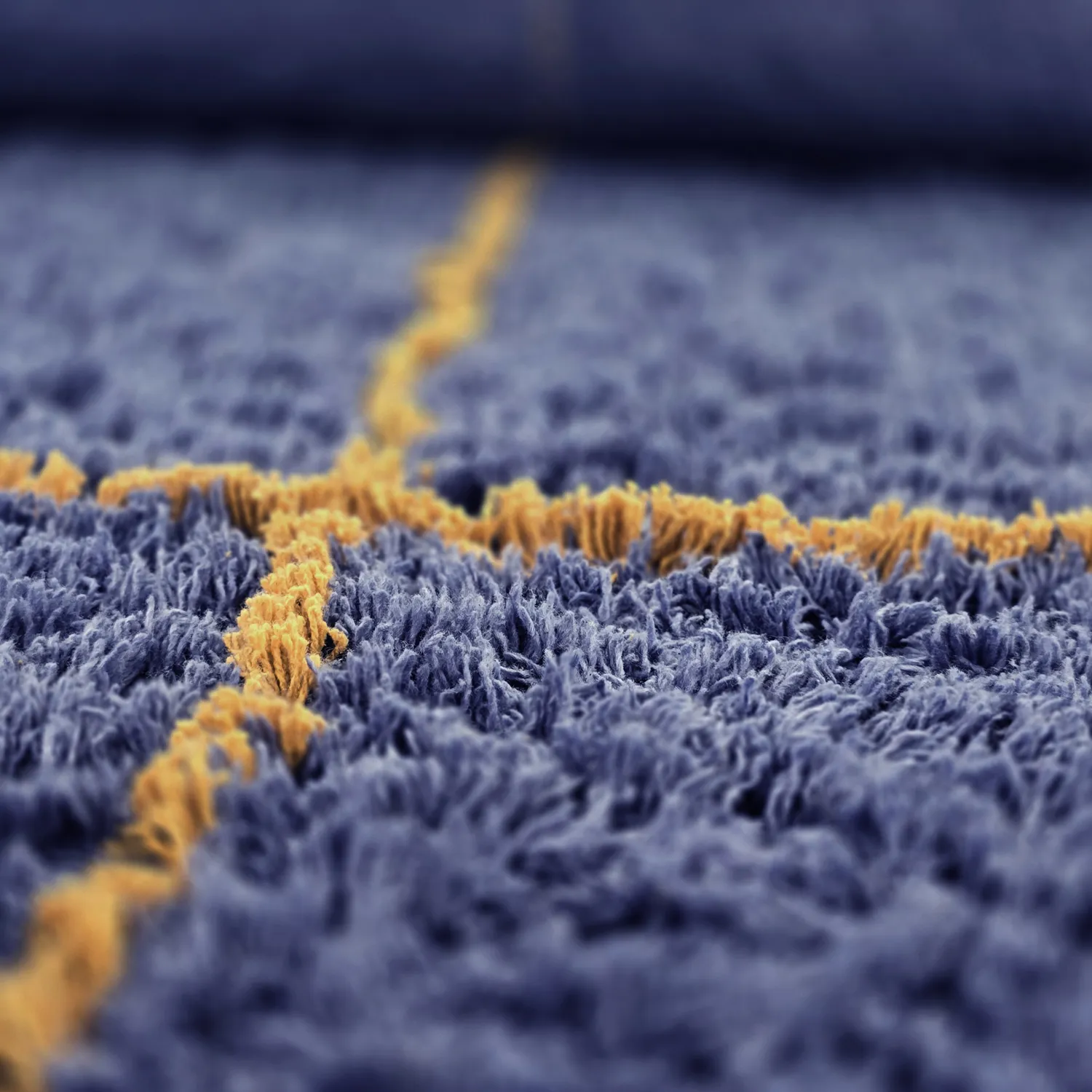 Round rug - Lana Natural Cotton Shaggy (blue/yellow)