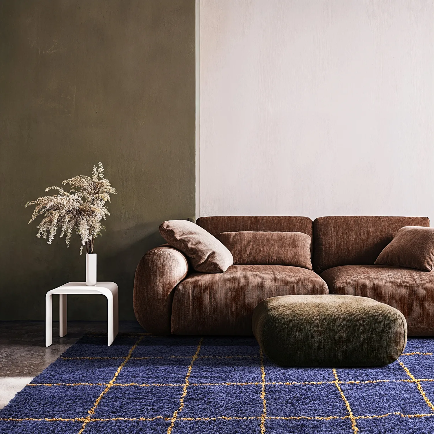 Shaggy rugs - Lana Natural Cotton Shaggy (blue/yellow)