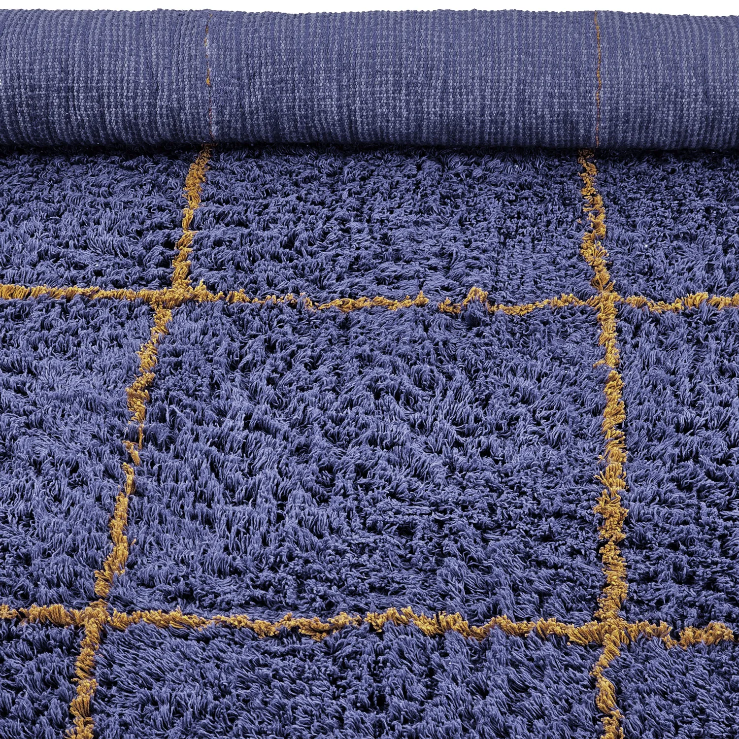 Shaggy rugs - Lana Natural Cotton Shaggy (blue/yellow)