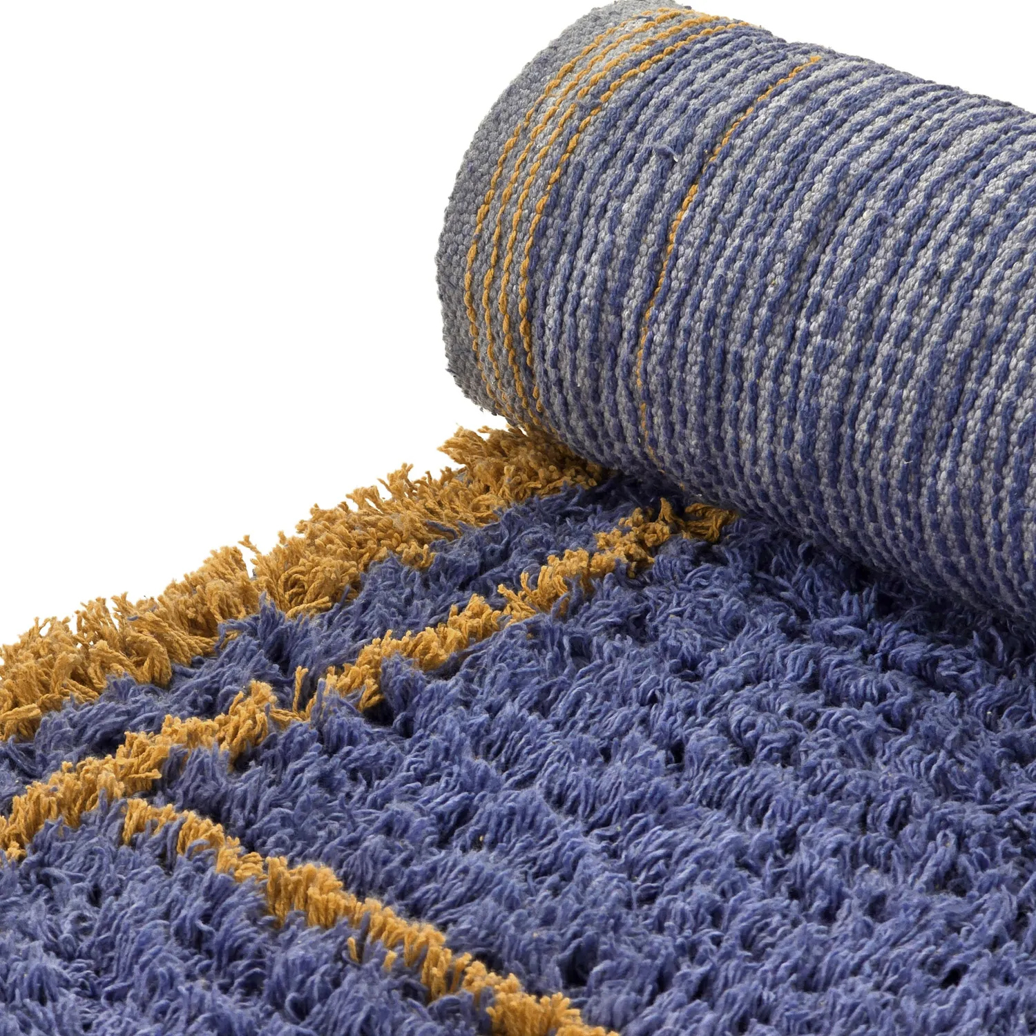 Shaggy rugs - Lana Natural Cotton Shaggy (blue/yellow)