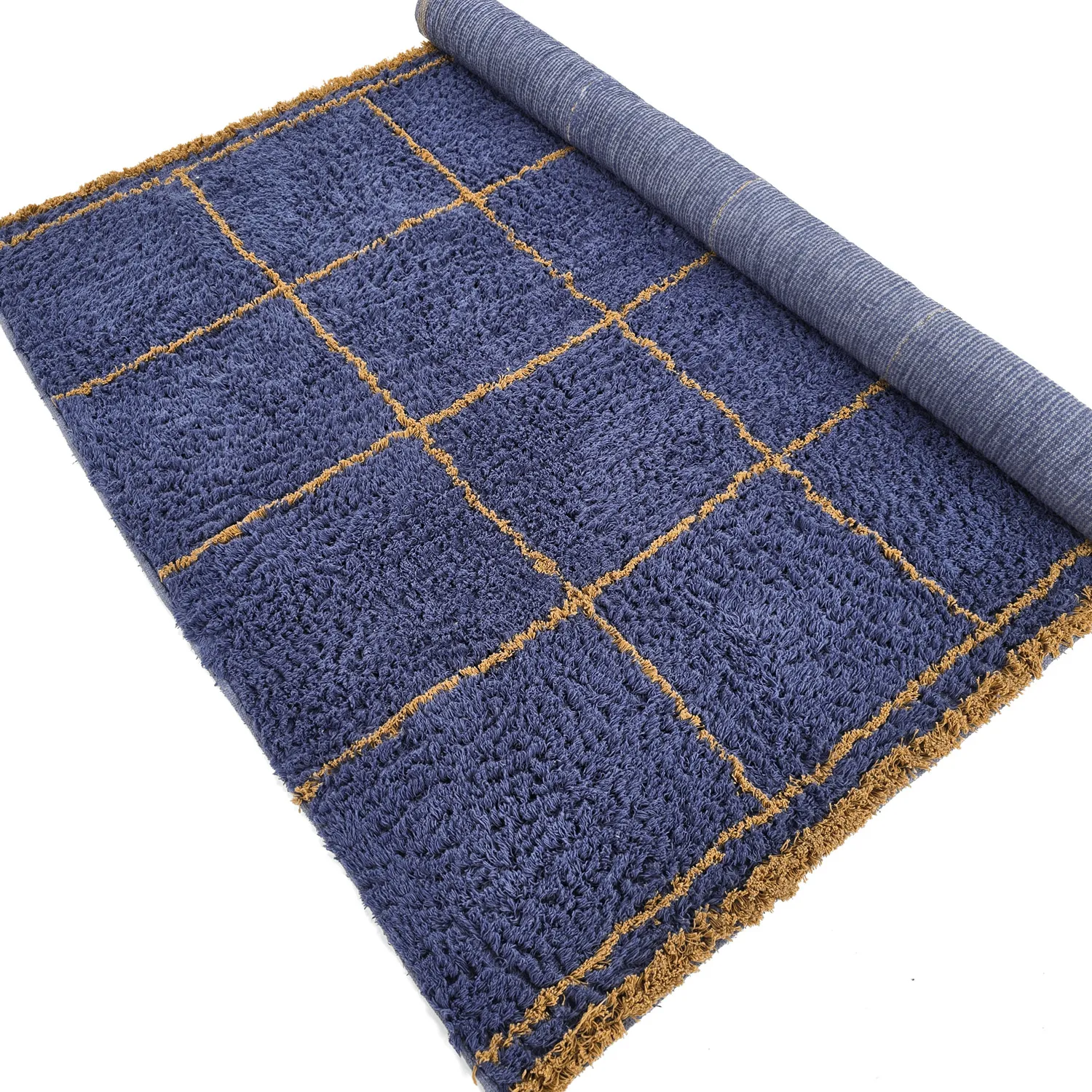 Shaggy rugs - Lana Natural Cotton Shaggy (blue/yellow)