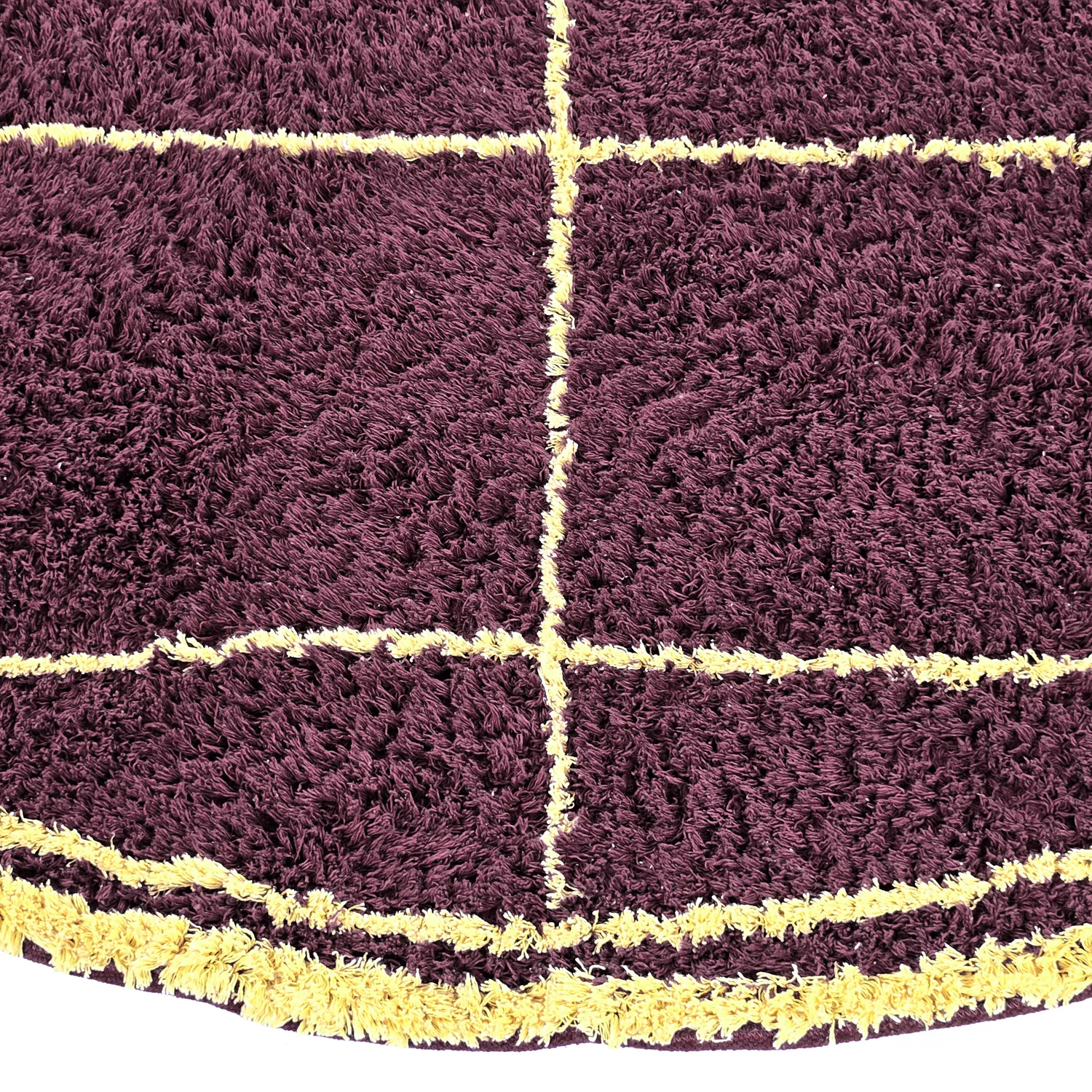 Round rug - Lana Natural Cotton Shaggy (burgundy/yellow)