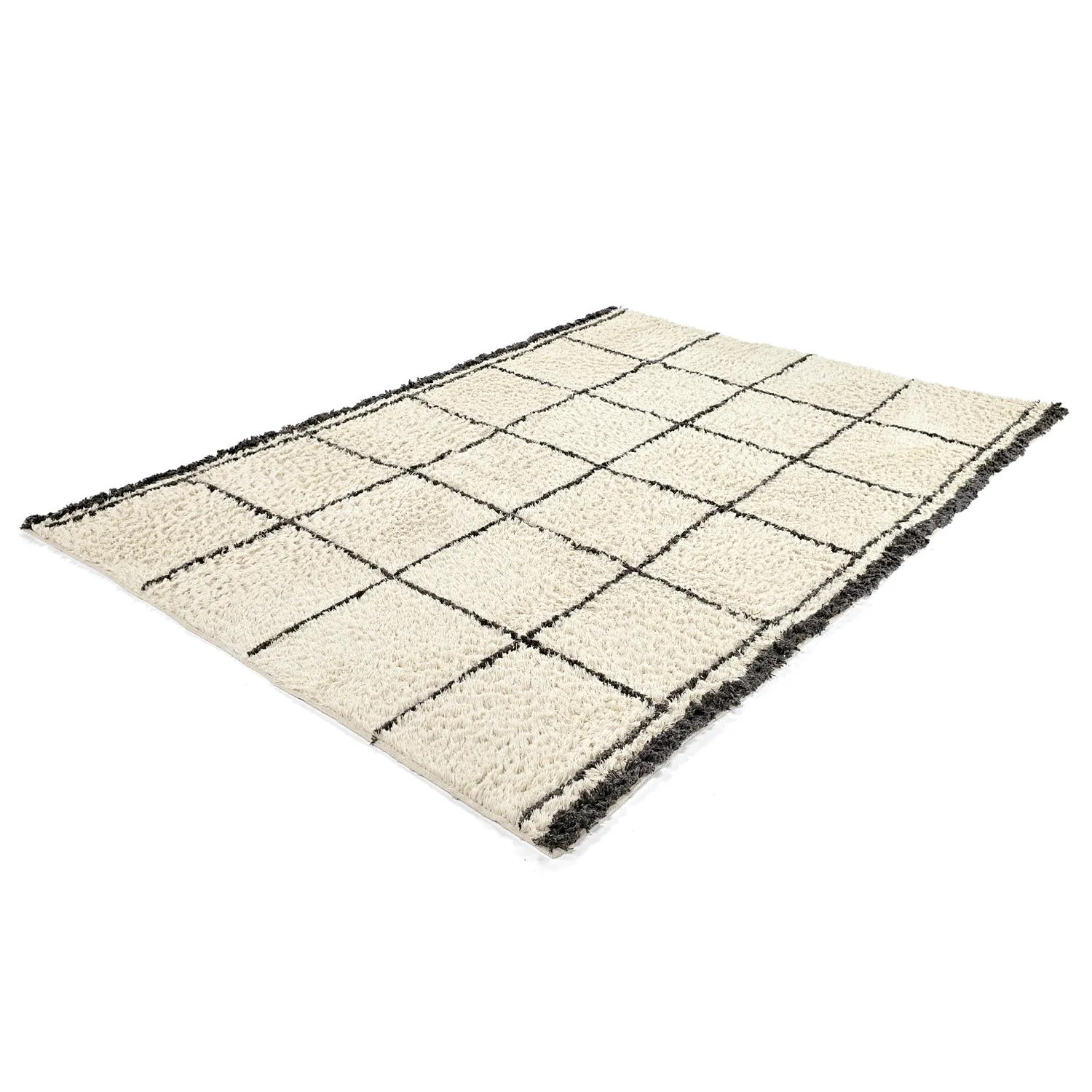 Shaggy rugs - Lana Natural Cotton Shaggy (creme/dark grey)
