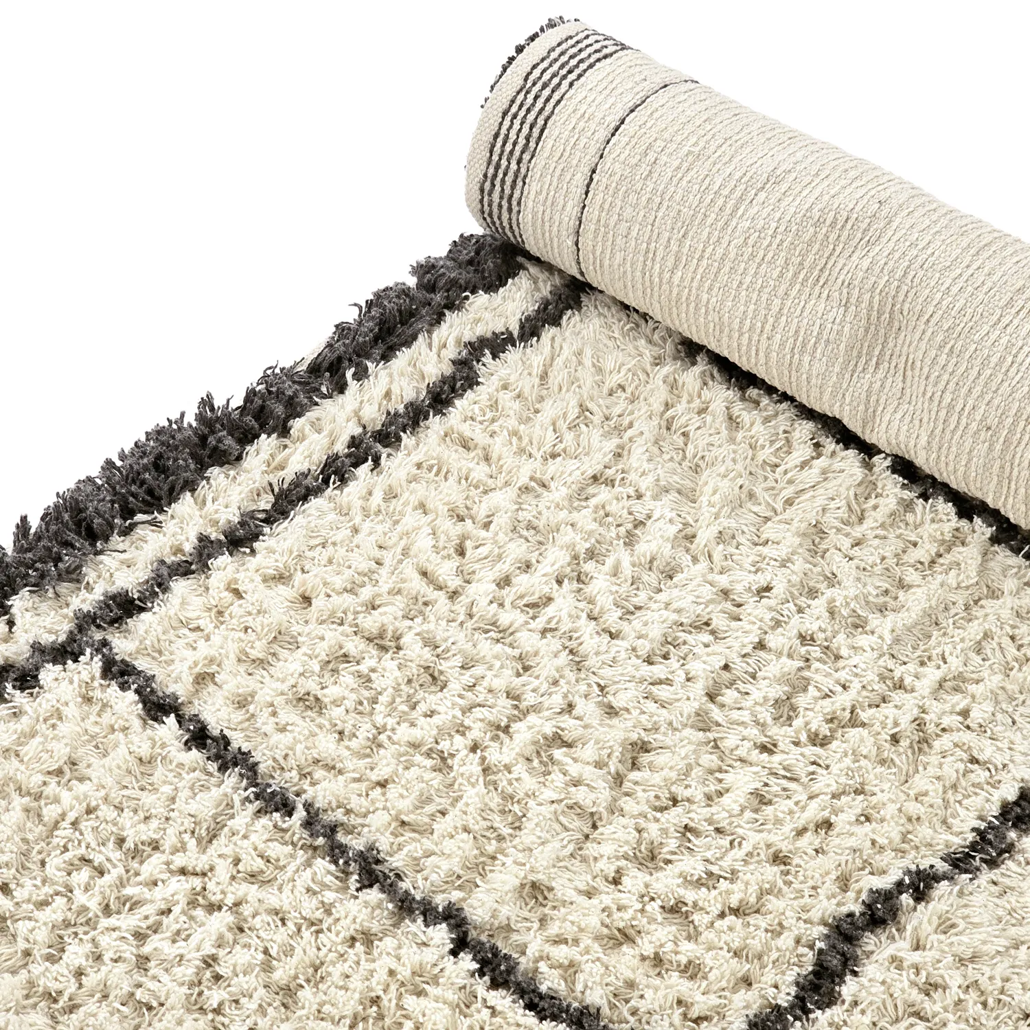 Shaggy rugs - Lana Natural Cotton Shaggy (creme/dark grey)